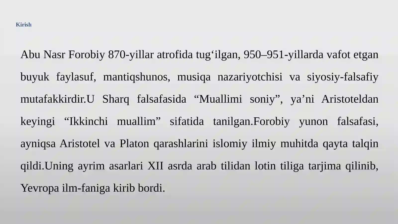 Abu Nasr Forobiyning lotin tiliga tarjima qilingan asarlar va aularning fan tarixi 3