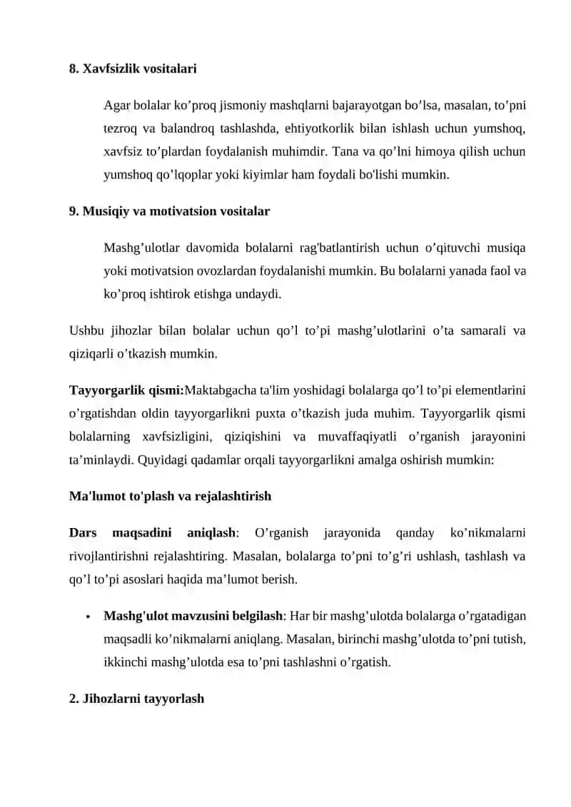 Qo’l to'pi elementlarini bolalarga o'rgatish 3