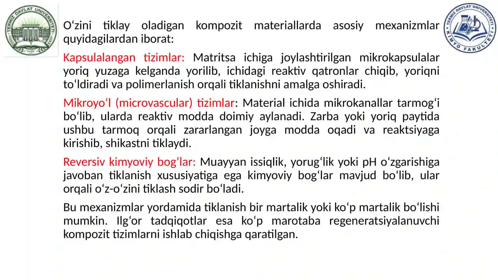 O'z-o'zidan tiklanadigan kompozit materiallar 3