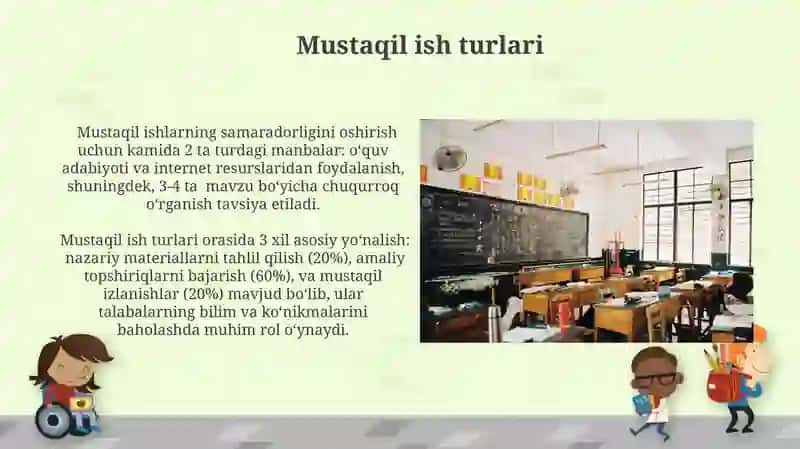 Mustaqil ishlarni tashkil etish 3