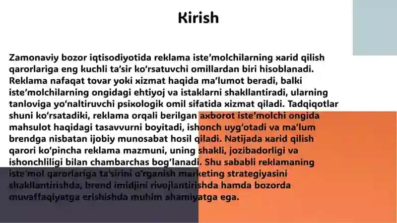 Reklamaning iste'mol qarorlari g'oyasi 3