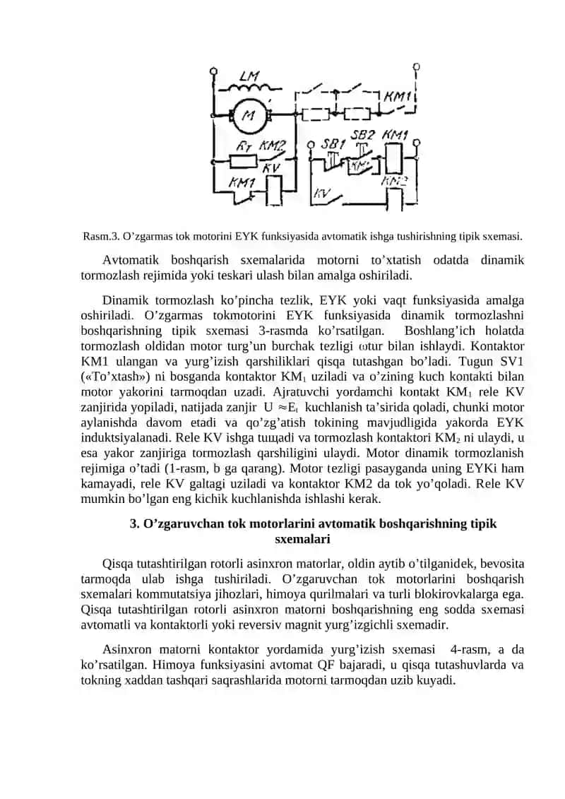 Elektr yuritmalarni avtomatik boshqarish prinsiplari va ularni boshqarishning tipik sxemalari 3