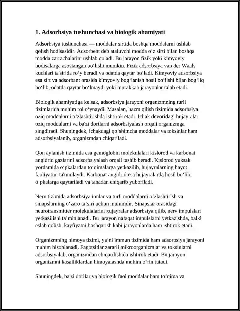 ORGANIZMNING HAYOT FAOLIYATIDA ADSORBSIYA JARAYONI 3