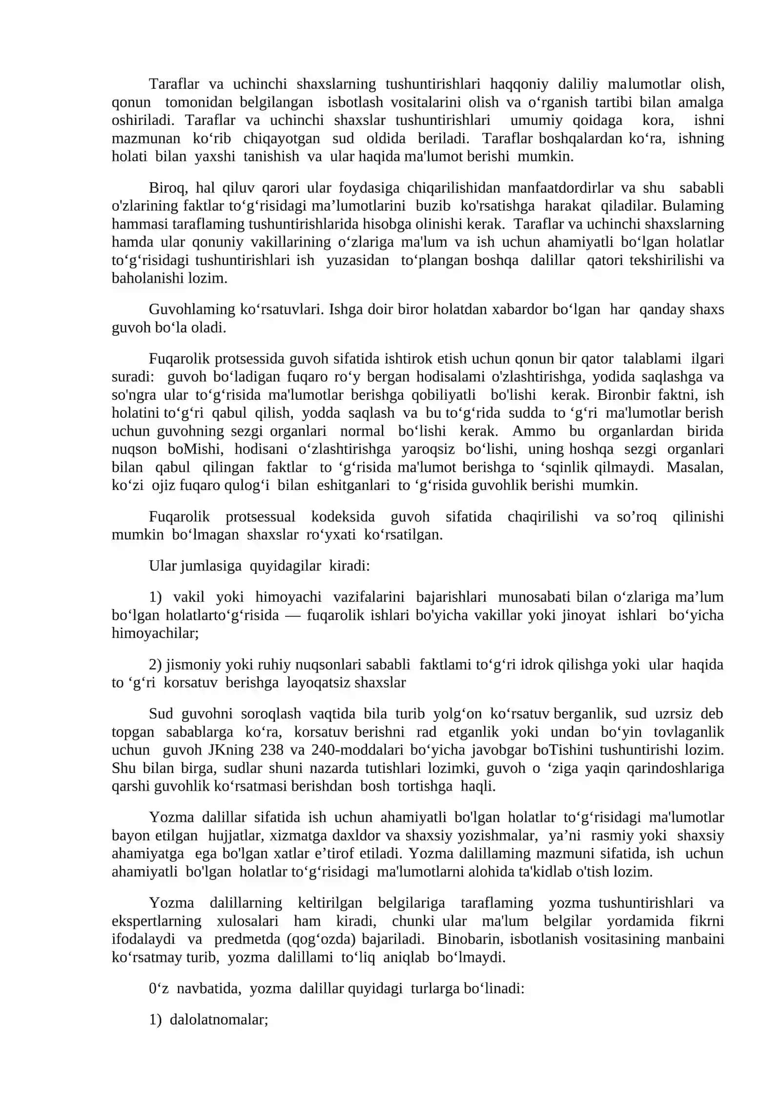 13-mavzu. Fuqarolik protsessida isbotlash va dalillar 3