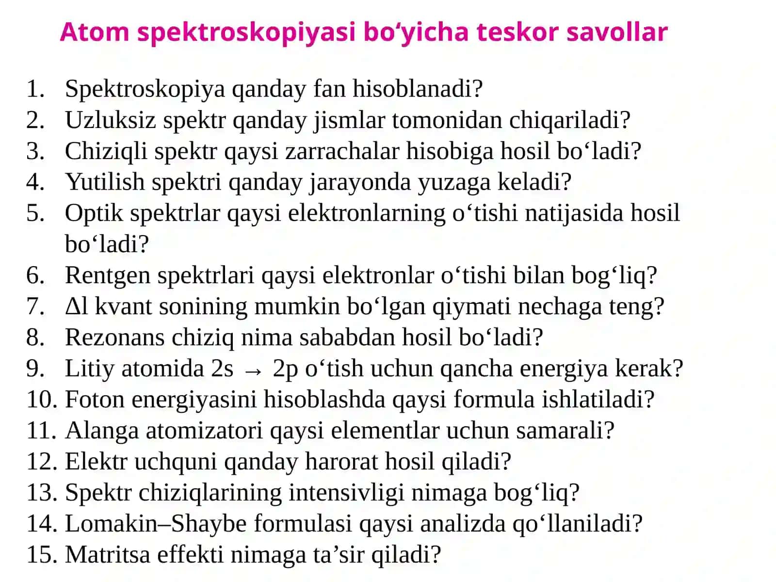 “ANALITIKKIMYO”FANIDAN MA’RUZALAR 3