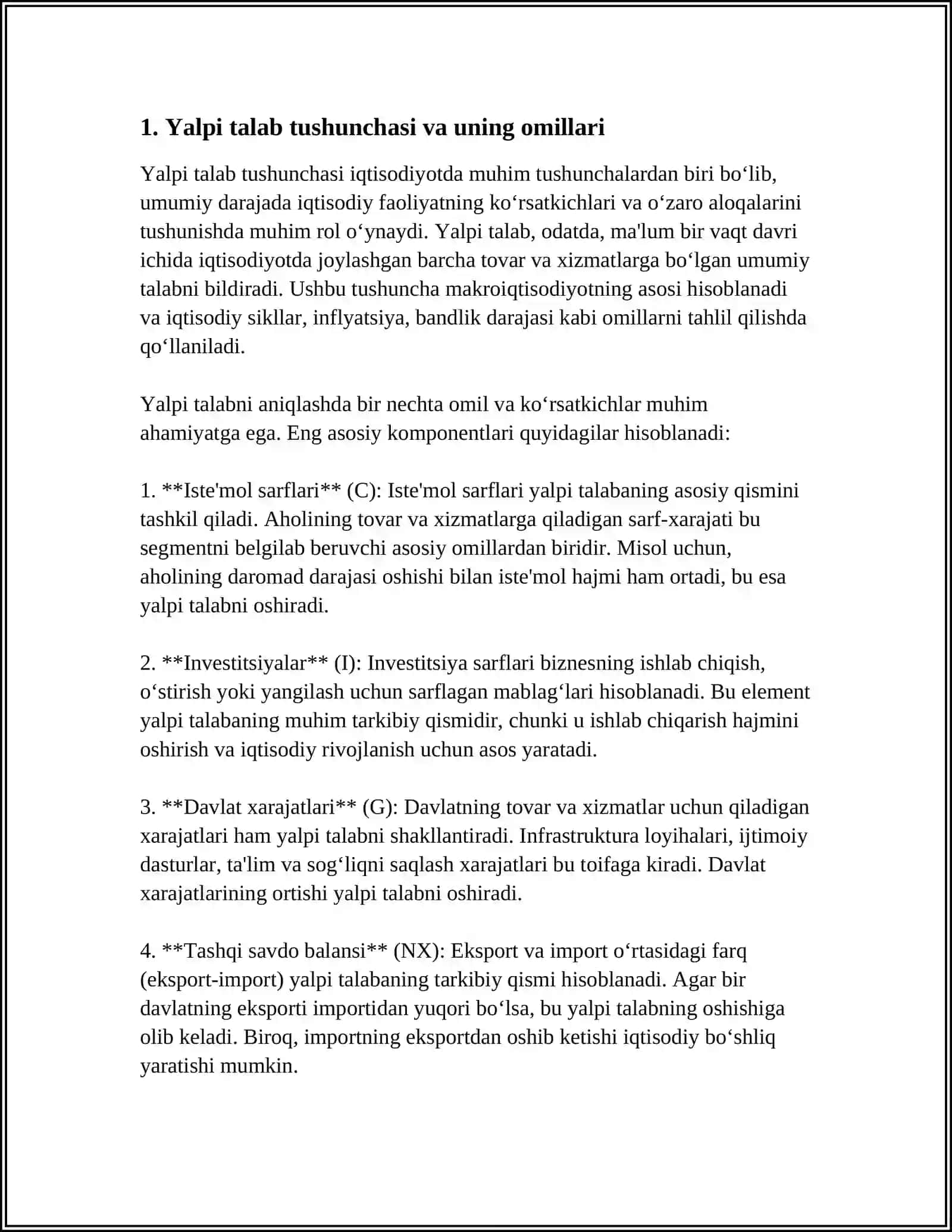 OʻZBEKISTON RESPUBLIKASIDA YALPI TALAB VA YALPI TAKLIF DINAMIKASIVA TARKIBI TAHLILI 3