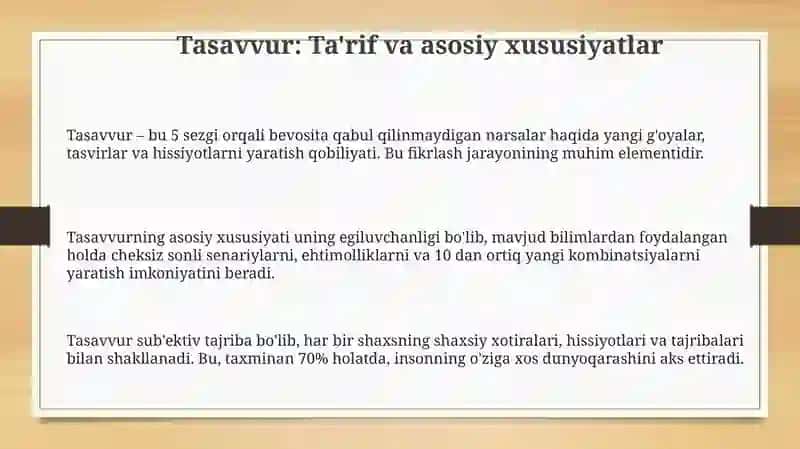Tasavvur: Ta'rif va asosiy xususiyatlar 3