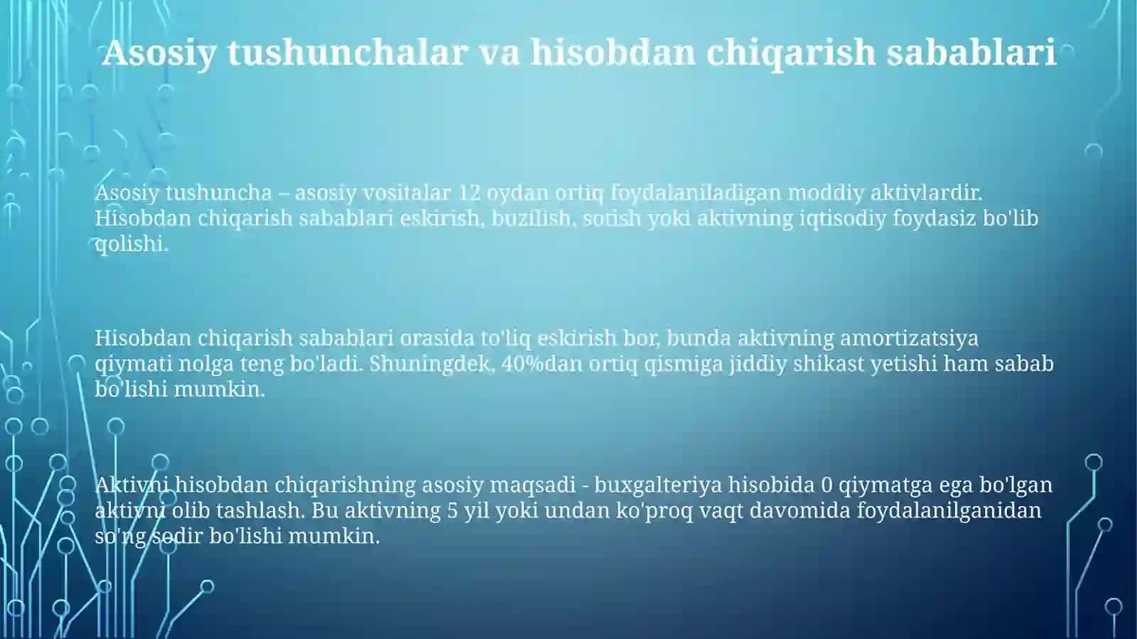 Asosiy vostalarni hisobdan chikarish hisobi 3
