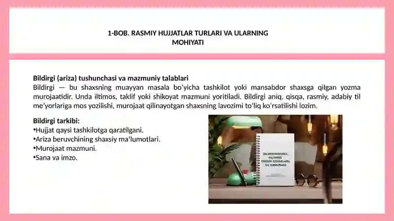 Bildirgi ishonchnoma dalolatnoma ma'lumotnoma tarjimaiy hol yozishma 3
