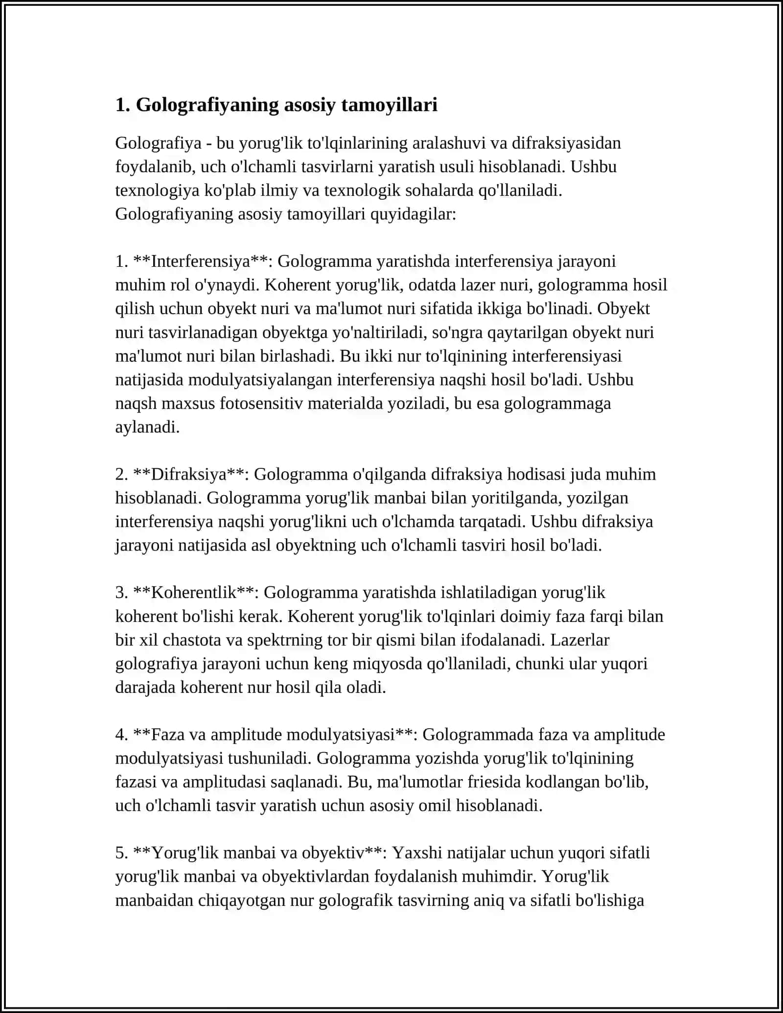 GOLOGRAFIYA PRINSIPI VA UNING QOLLANILISHI 3