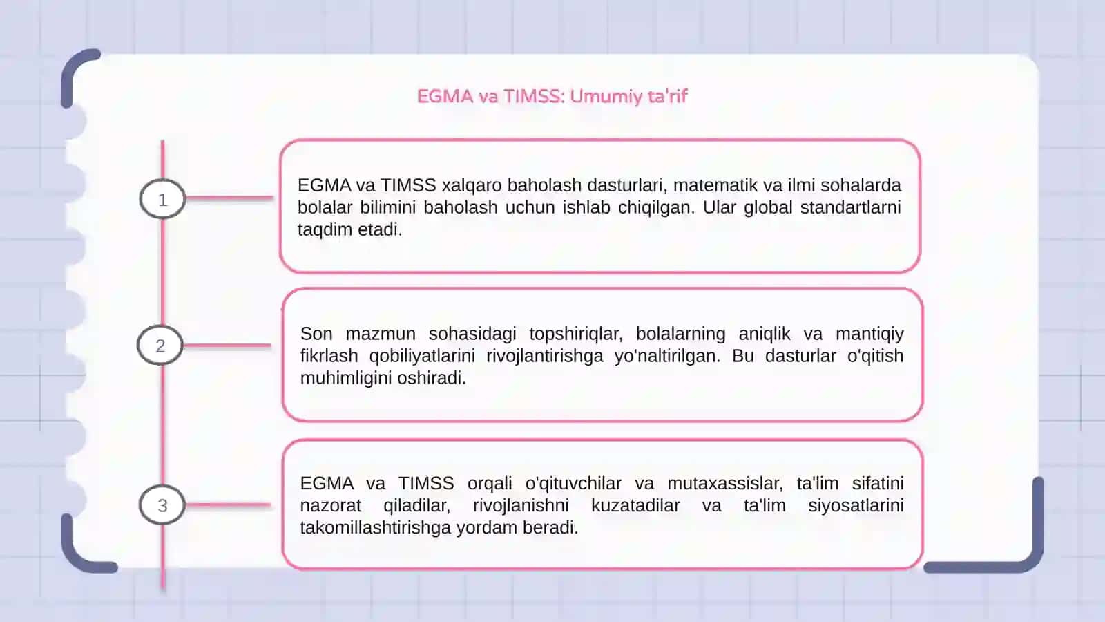 EGMA va TIMSS xalqaro baholash dasturida "Son" mazmun sohasiga oid topshiriqlar 3