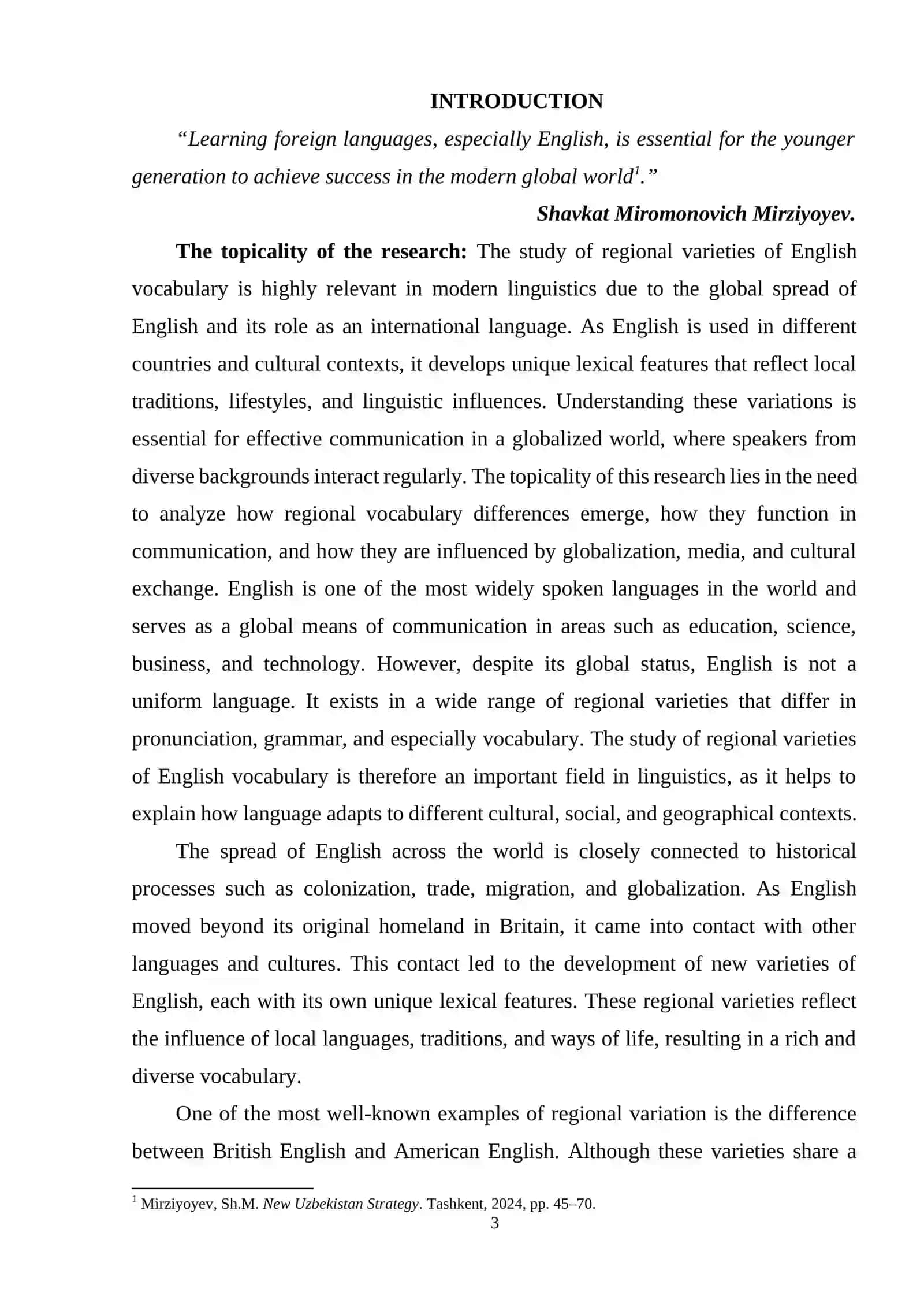 Regional Varieties of the English Vocabulary 3