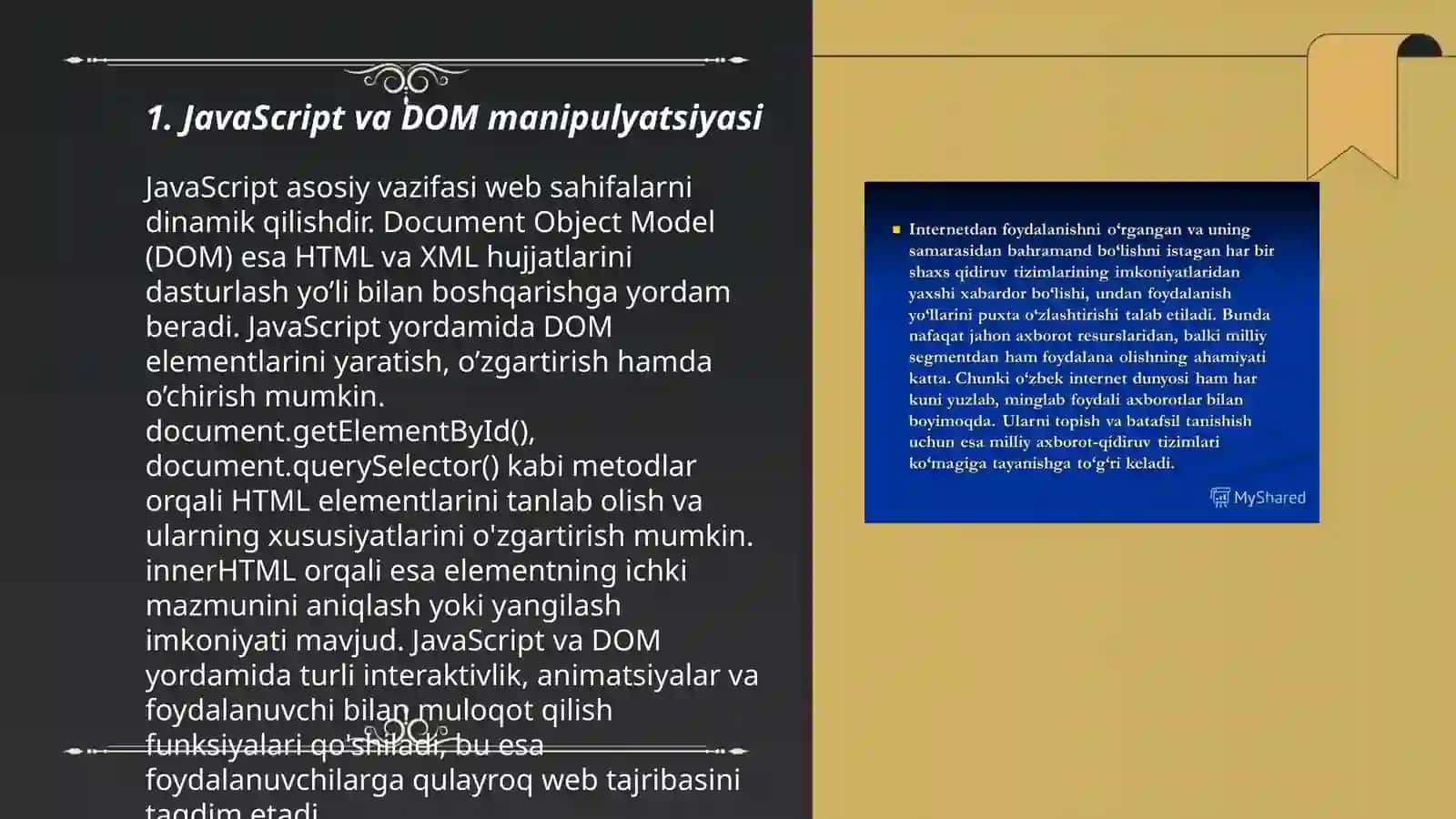 Interaktiv foydalanuvchi interfeysini yaratishda JavaScript tilining imkoniyatlaridan foydalanish 3