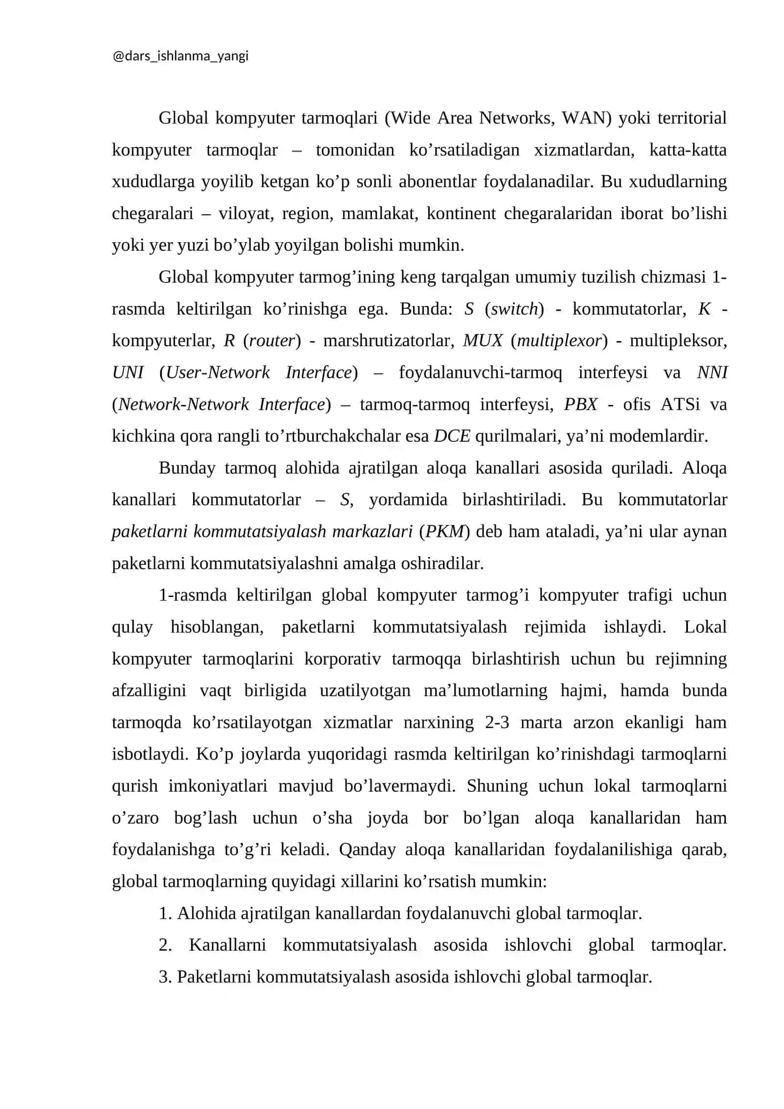 Global tarmoqlar (WAN) va ularning qurilish usullari 3