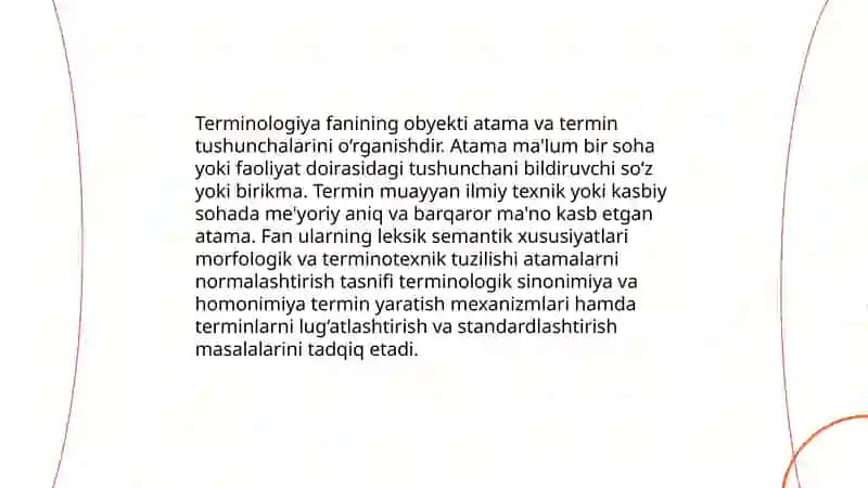 Terminologiya fanining obyekti, maqsadi va vazifalari 3