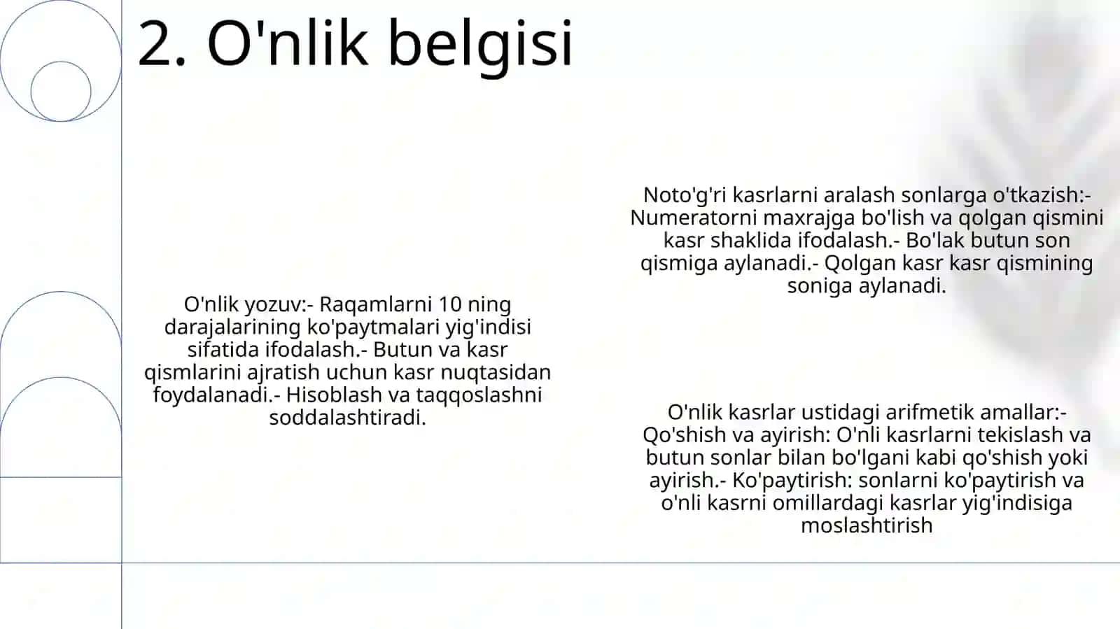 O'nlik va to'g'ri kasrlar 3