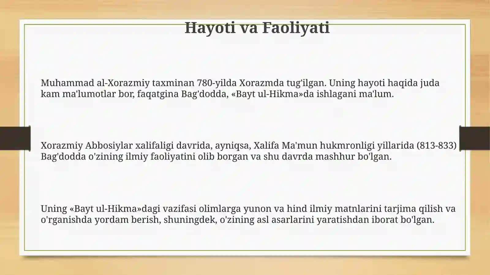 Muhammad Al-Xorazmiy hayoti va ijodi haqida 3