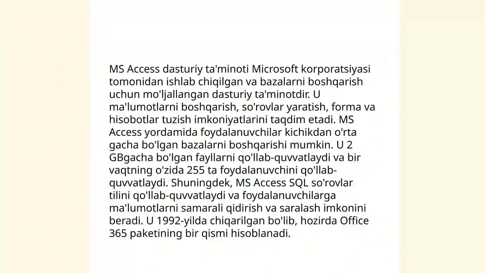 MS Access dasturiy ta'minoti 3