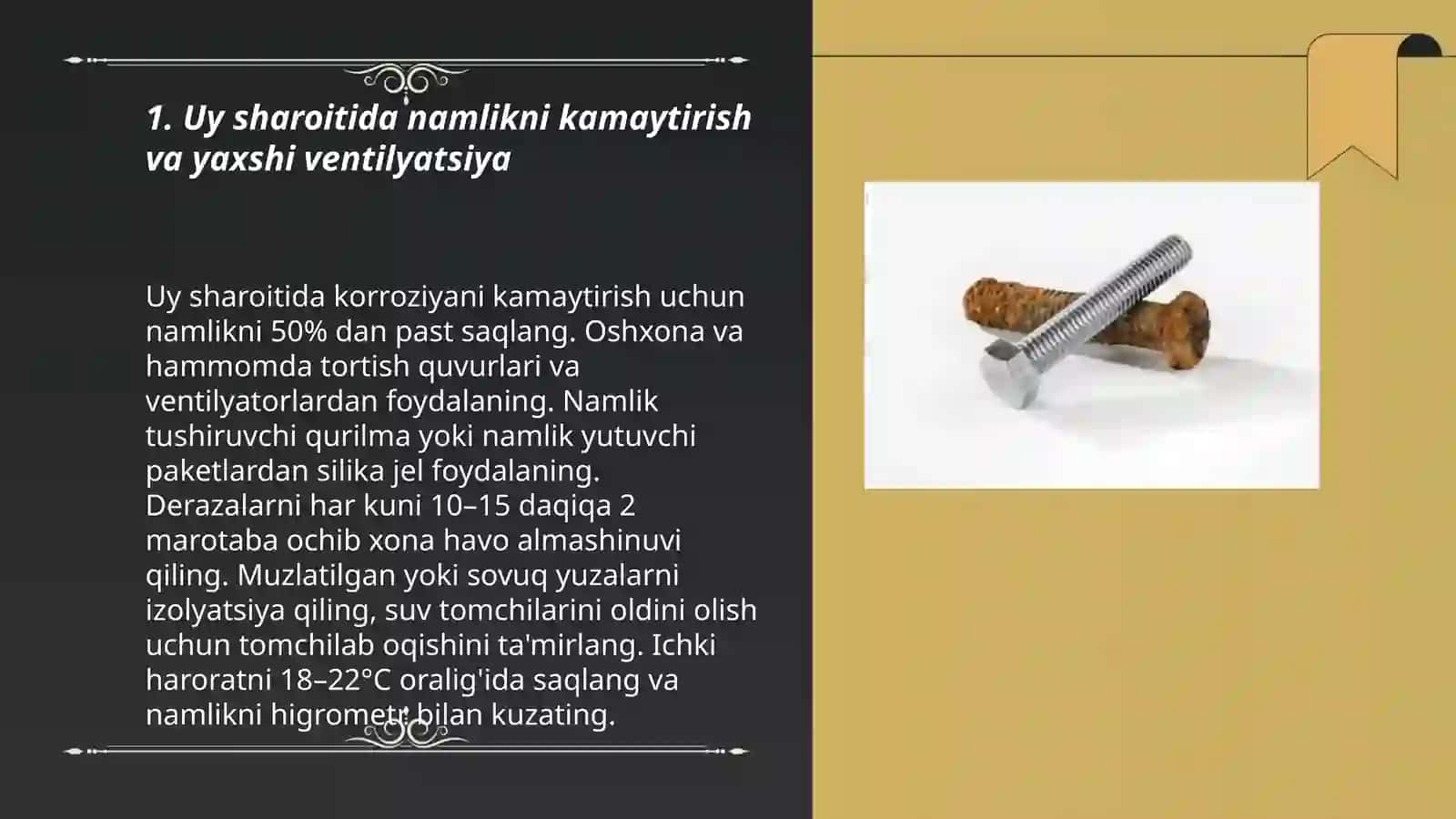 Uyda korroziyani kamaytirish usullari 3