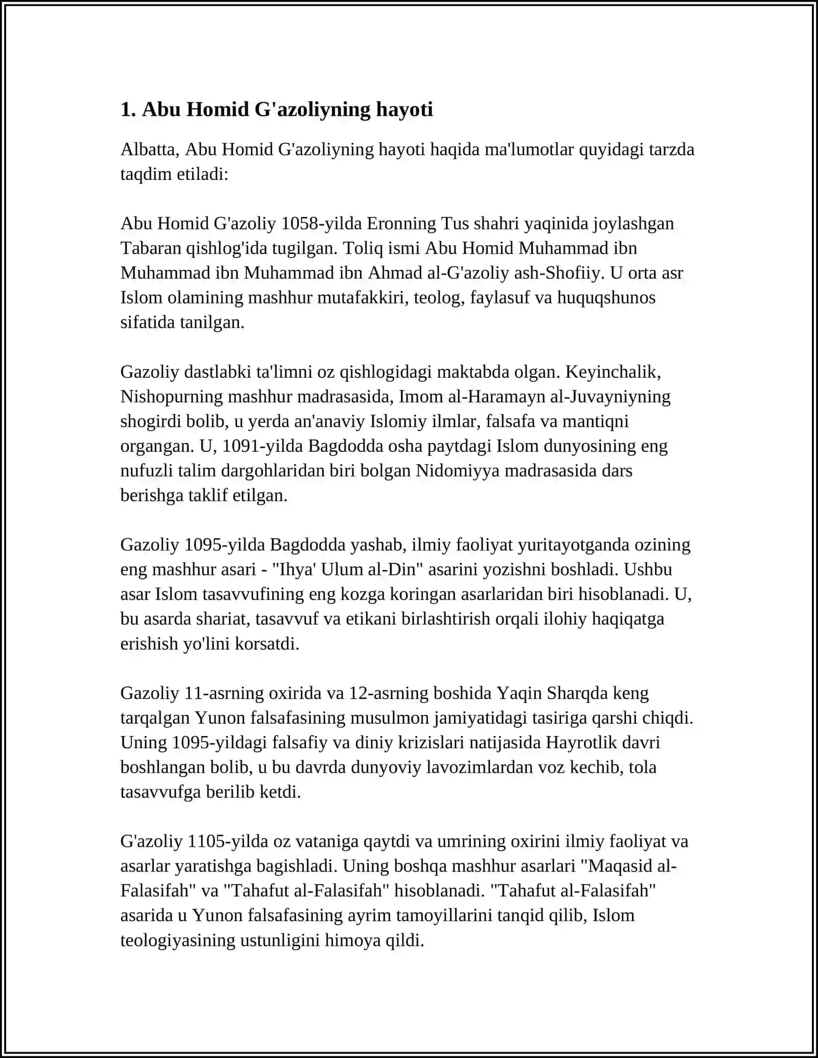 Abu Homid Gʻazoliynig Mukoshafatul Qulub Asari 3
