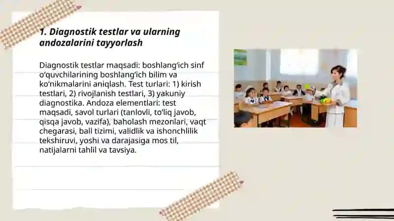 Boshlanğich sinf oʻquvchilarining bilim, koʻnikma va malakalarini tekshirish uchun materiallar tayyorlash 3