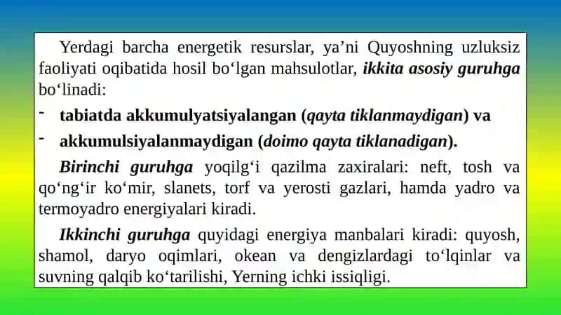“YASHIL IQTISODIYOT “DA QAYTA TIKLANUVCHI ENERGIYANING JORIY ETILISHI. 3