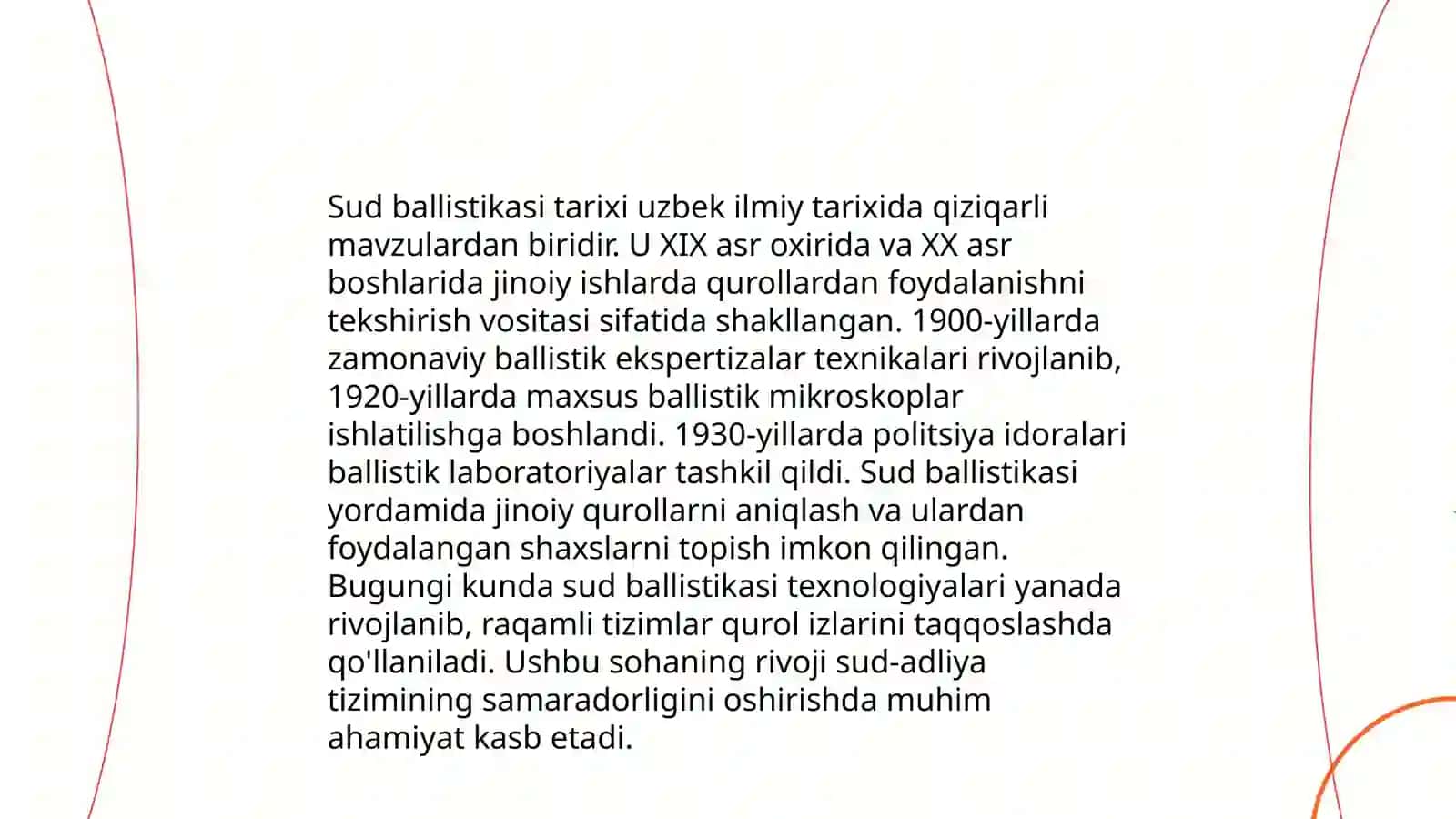 Sud ballistik ekspertizasi haqida tushincha bering va sodir etilgan birorta jinoyat ishi bo'yicha misol keltiring 3