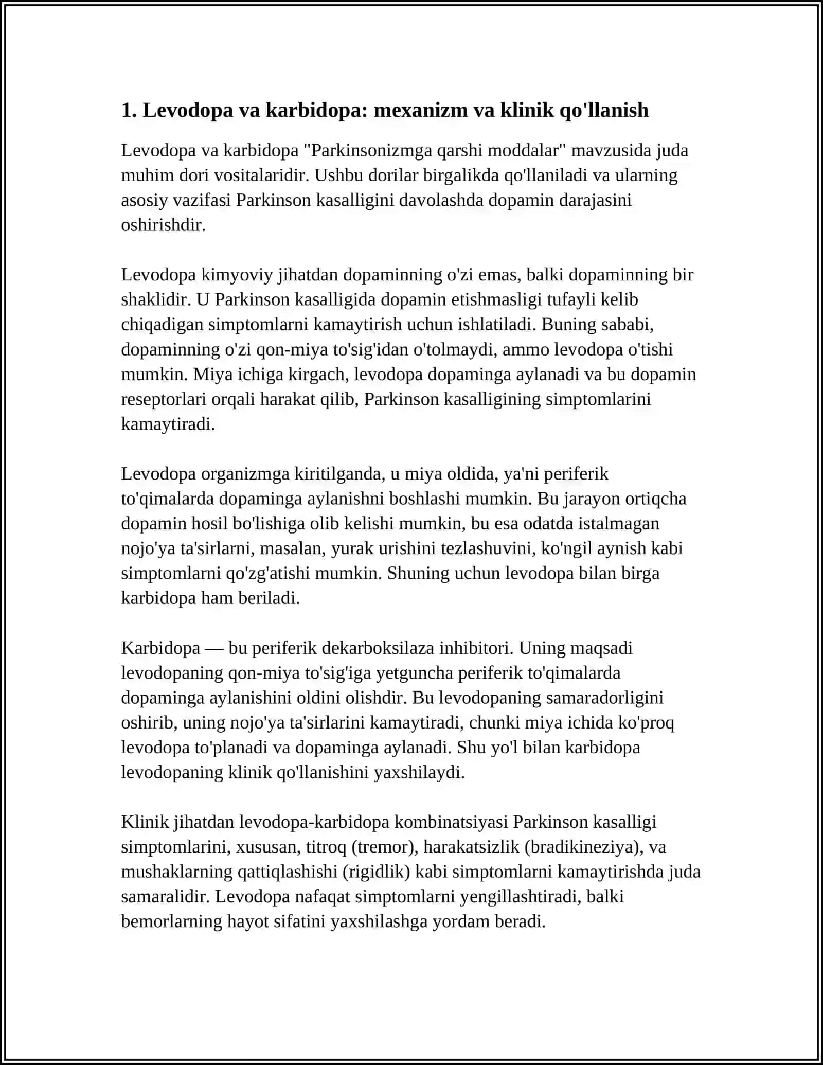PARKINSONIZMGA QARSHI MODDALAR 3