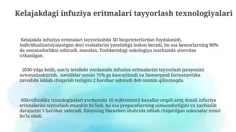 Infuziya eritmalari tayyorlash texnologiyalari 3