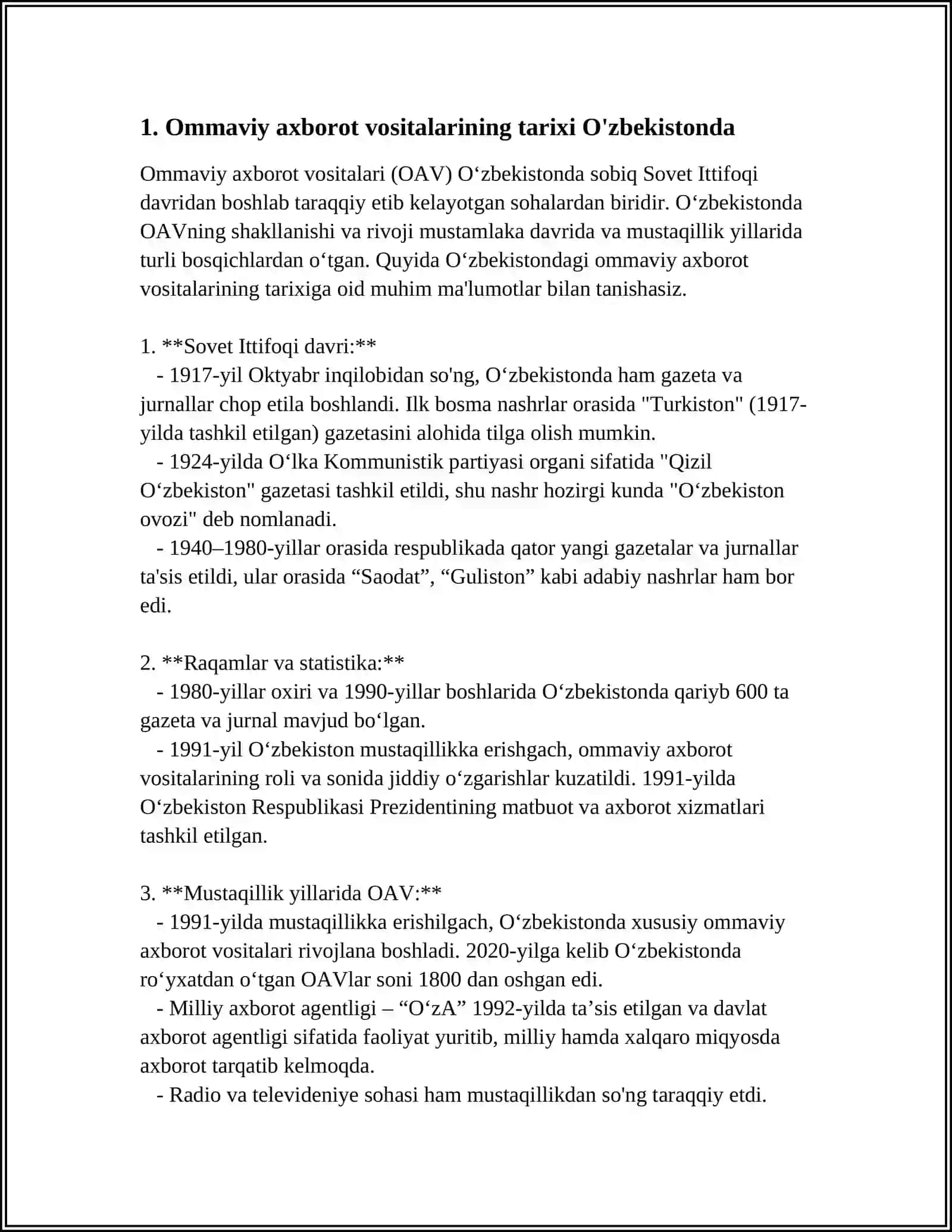 Ommaviy axborot vositalarining faoliyati 3
