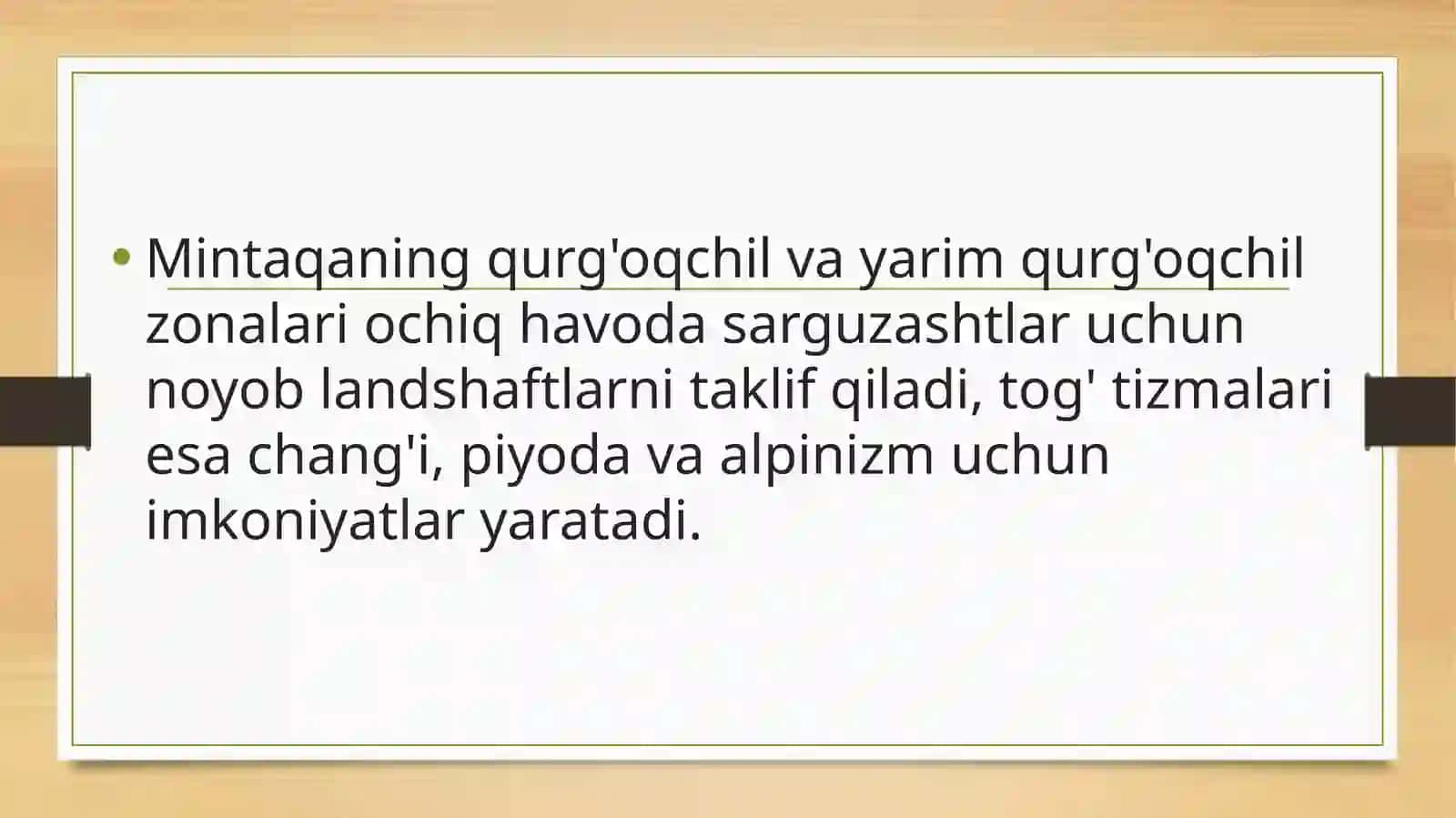 Oʻrta Osiyo iqlimidan rekreatsiya maqsadlarida foydalanish 3