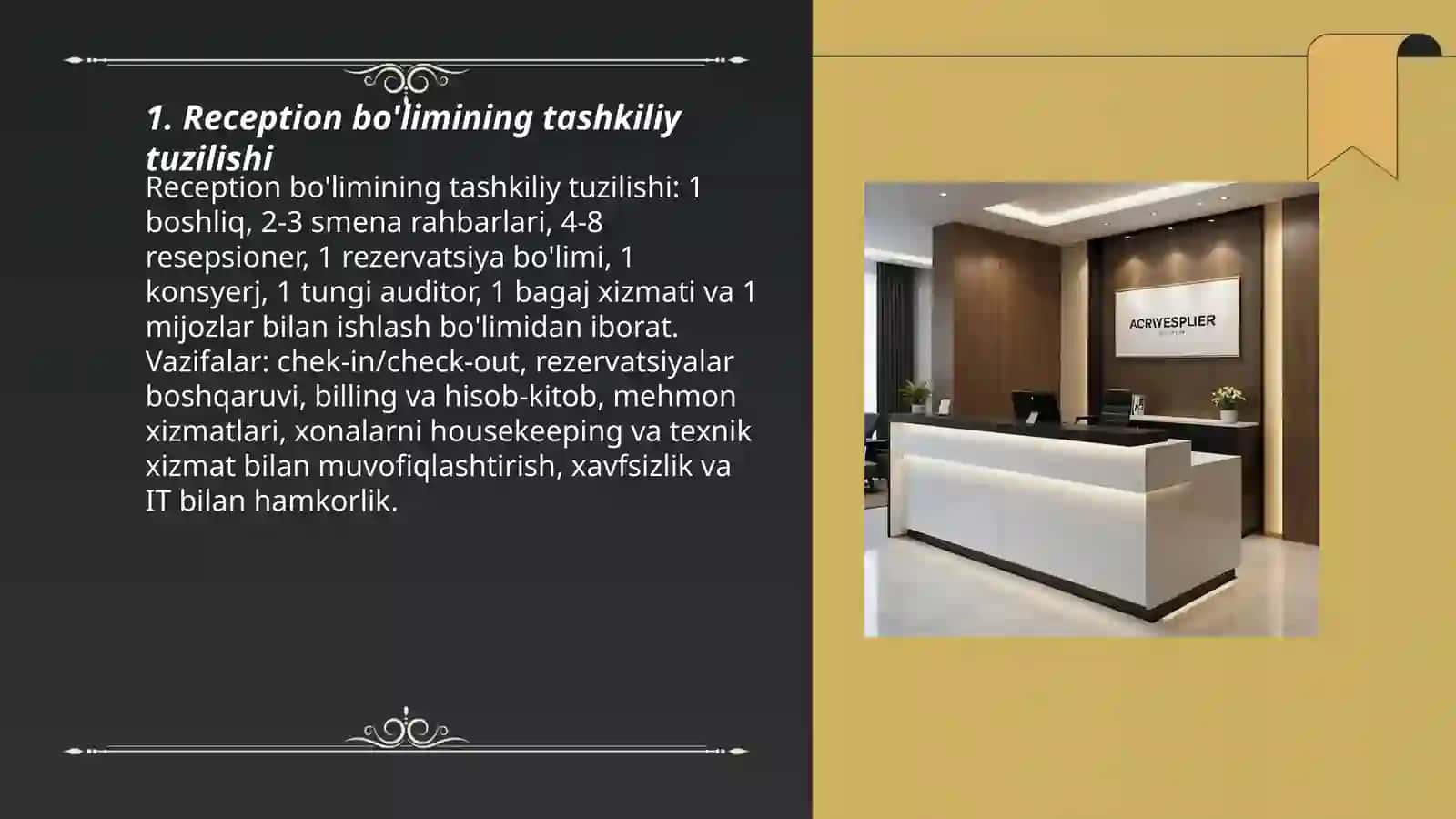 Mehmonxonalarning reception bo'limi 3