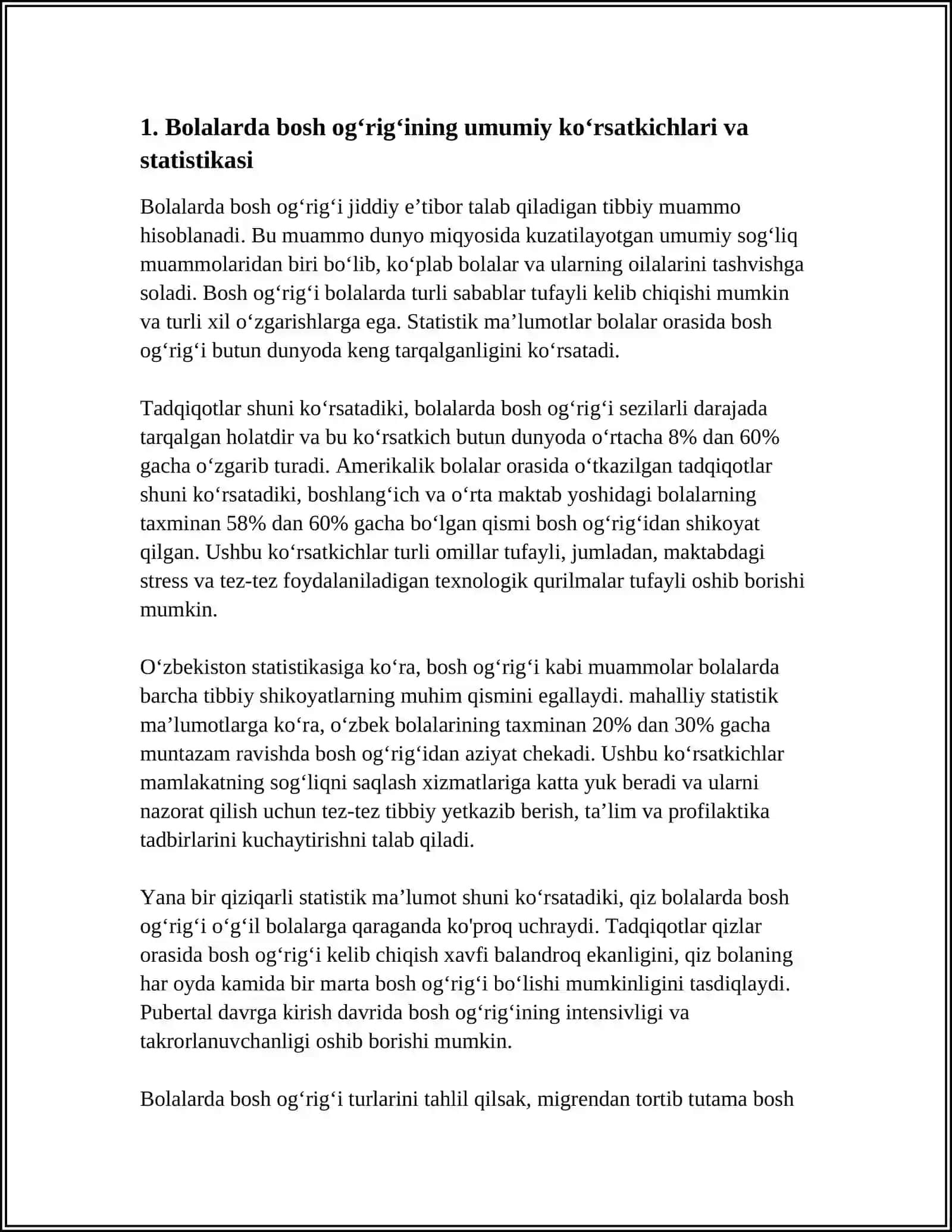 BOLALARDA BOSH OGʻRIGʻI 3