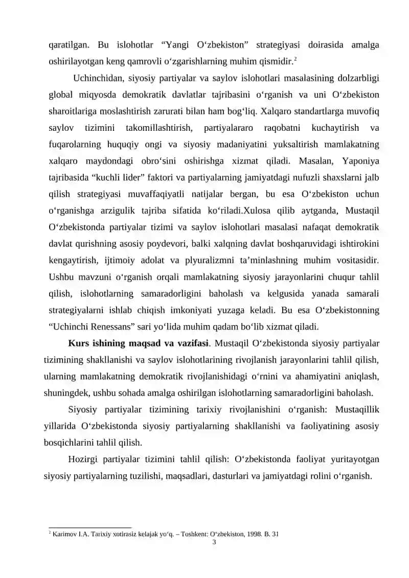 Mustaqil O‘zbekistonda siyosiy partiyalar tizimi va saylov islohotlari 3