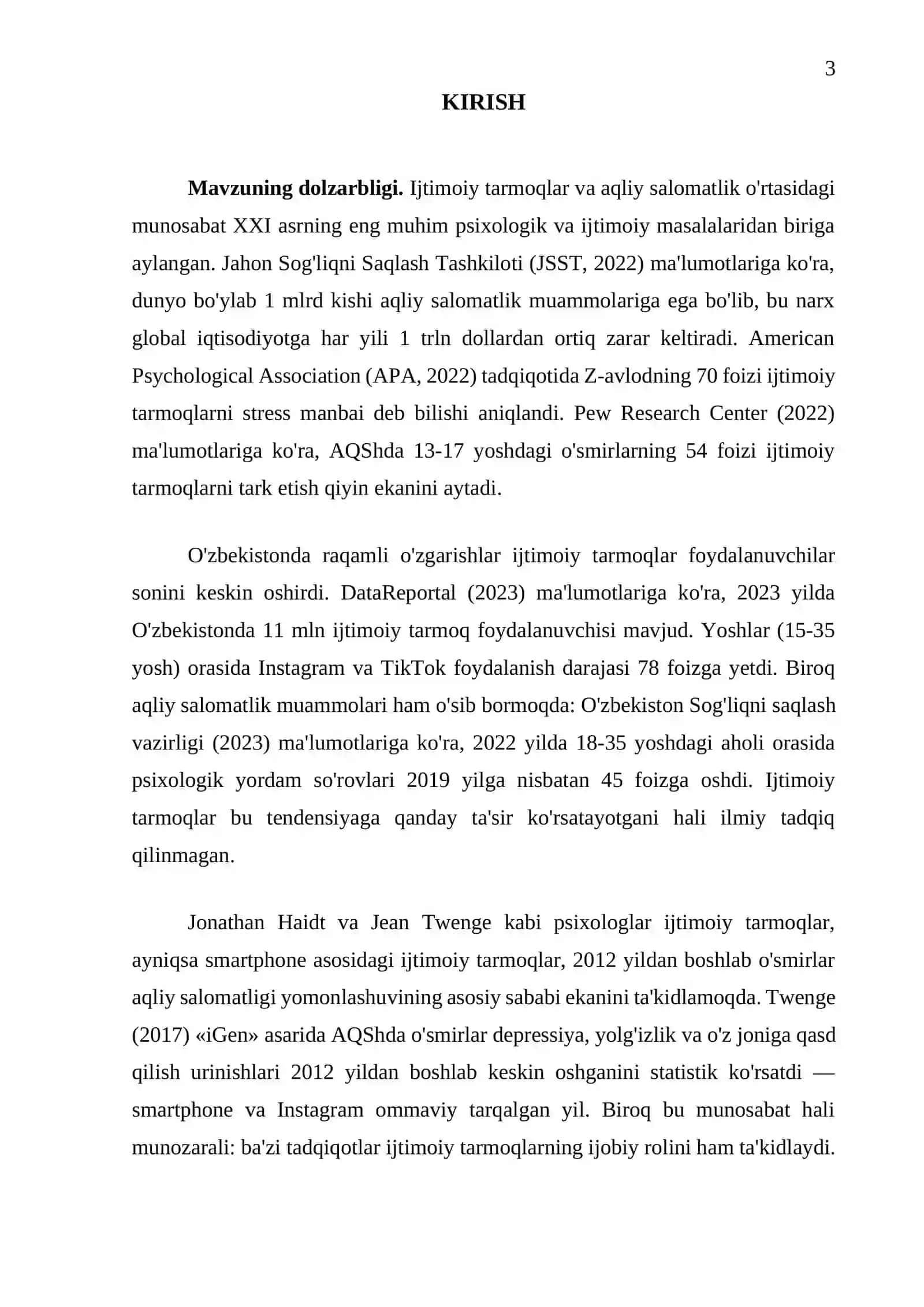 "Ijtimoiy tarmoqlar va aqliy salomatlik o'rtasidagi bog'liqlik" 3
