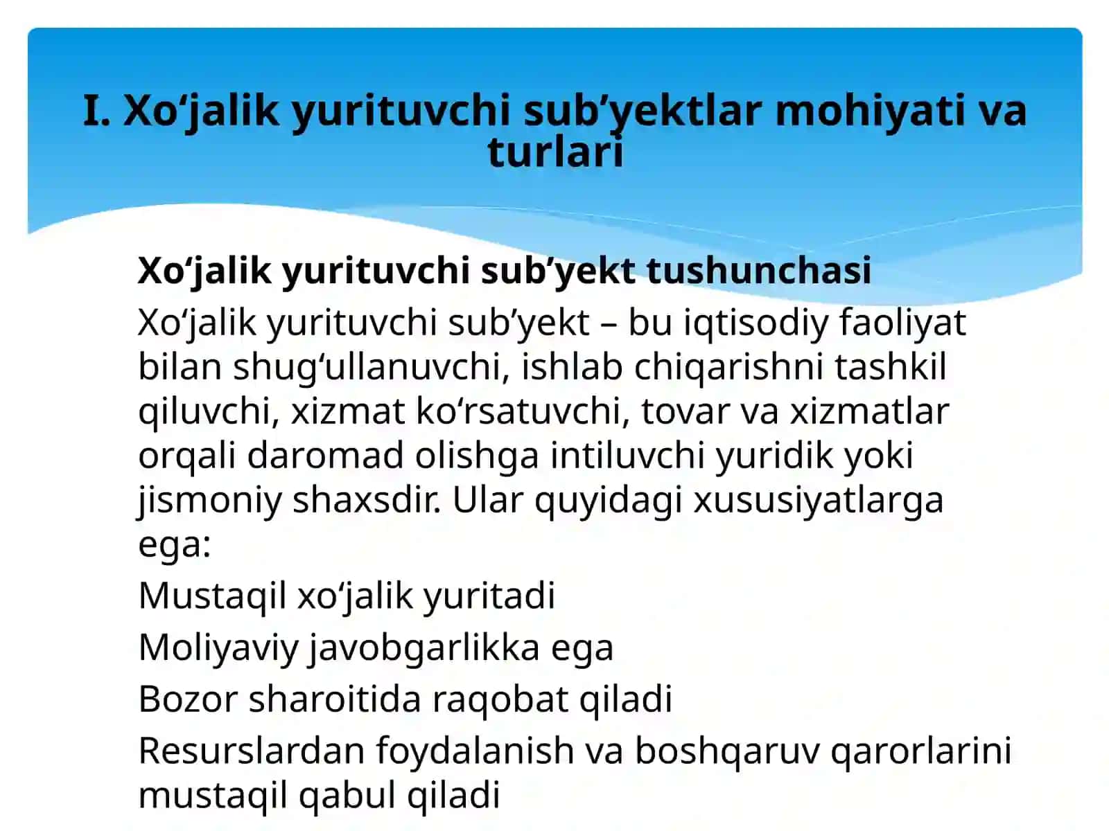 Xo‘jalik yurituvchi subʼyektlar. Foydava va harajatlar 3