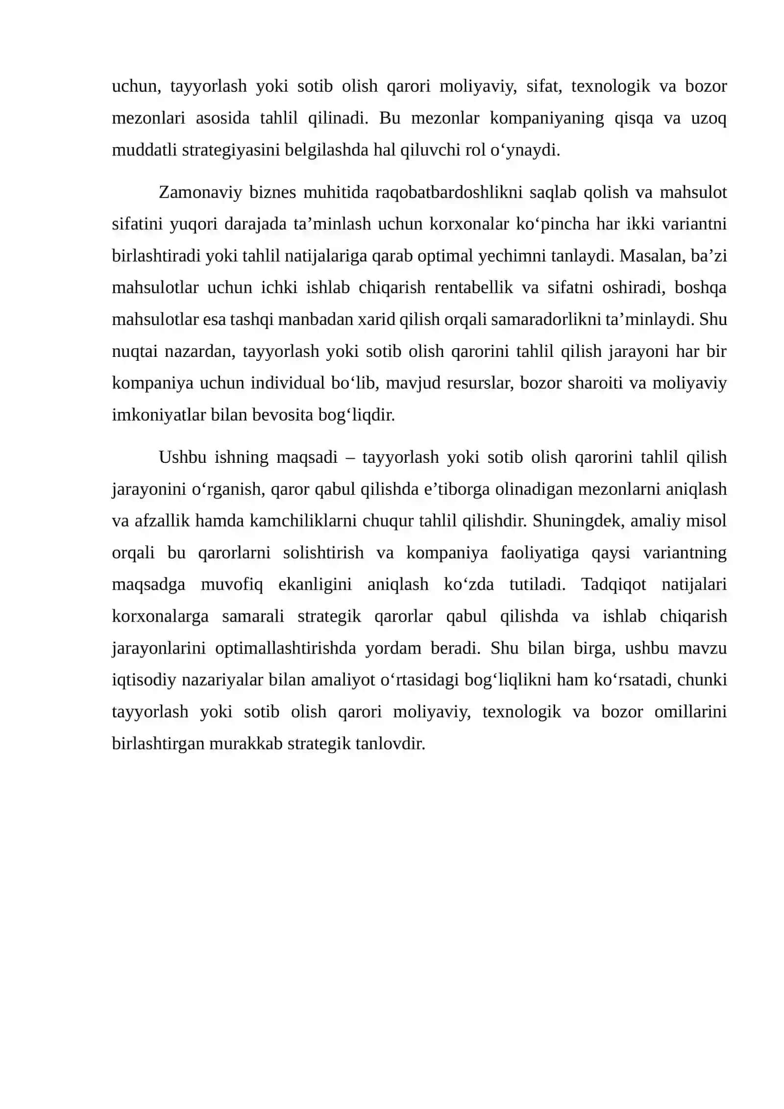 Tayyorlash yoki sotib olish qarorini tahlil qilish 3