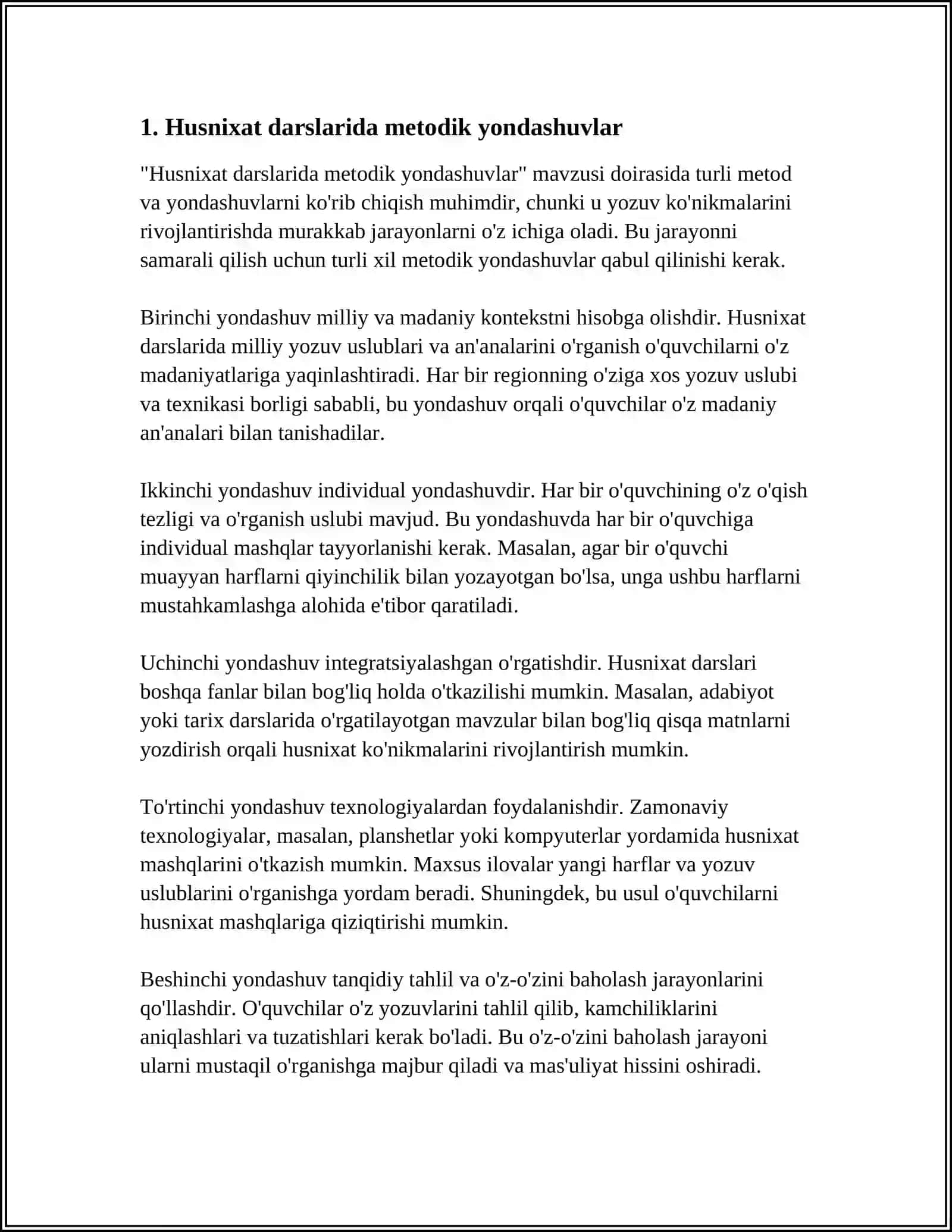 Husnixat Darslarida Metodik Yondashuvlar 3