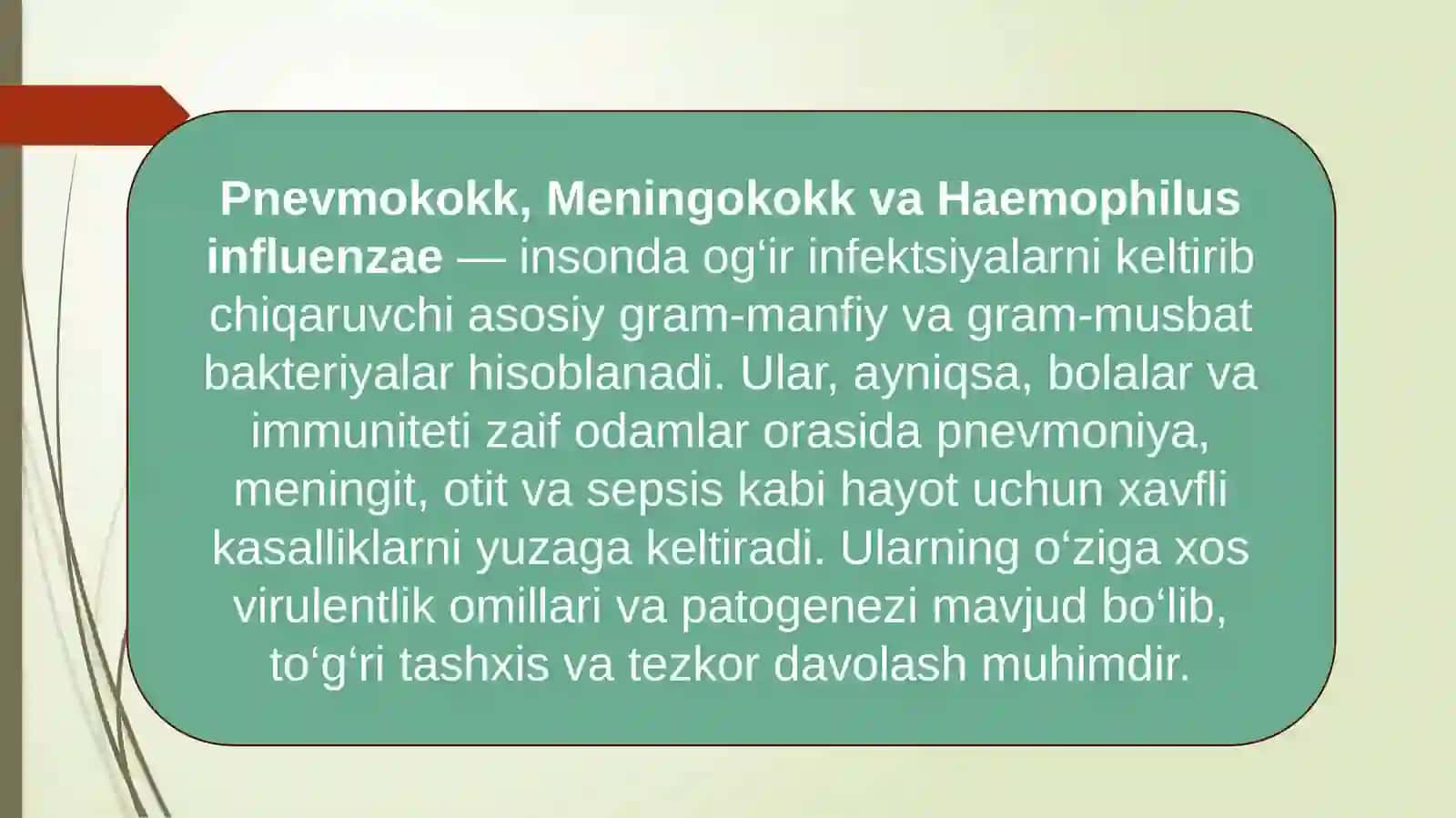 Pnevmokokk, meningokokklartavsifi, Haemophilus influenza ekeltirib chiqargan kasalliklar patogenezi, laborator tashxisi 3