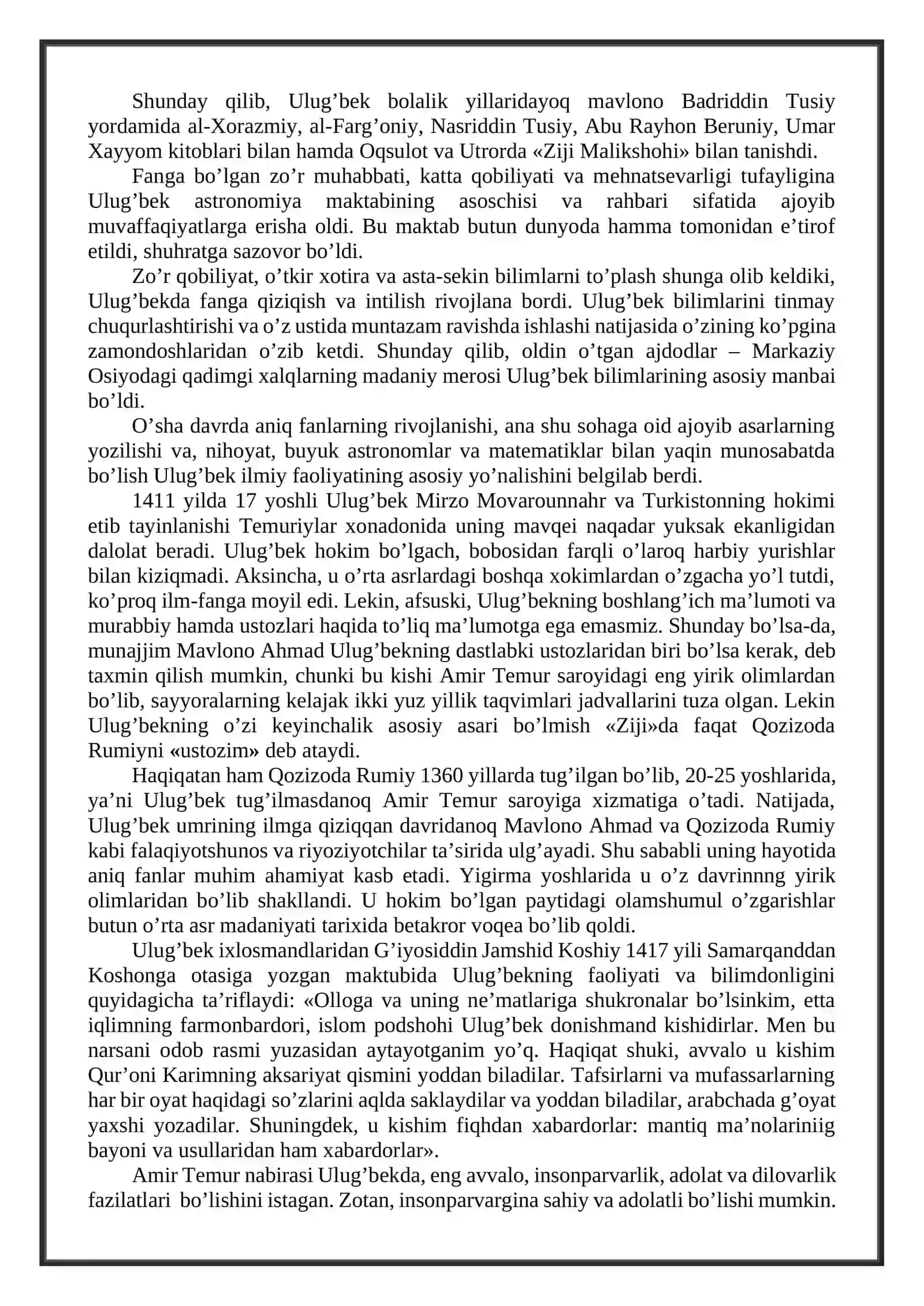 Mirzo Ulug’bekning ilm-fan va ijtimoiy-pedagogik fikrlar taraqqiyotiga qo’shgan hissasi 3