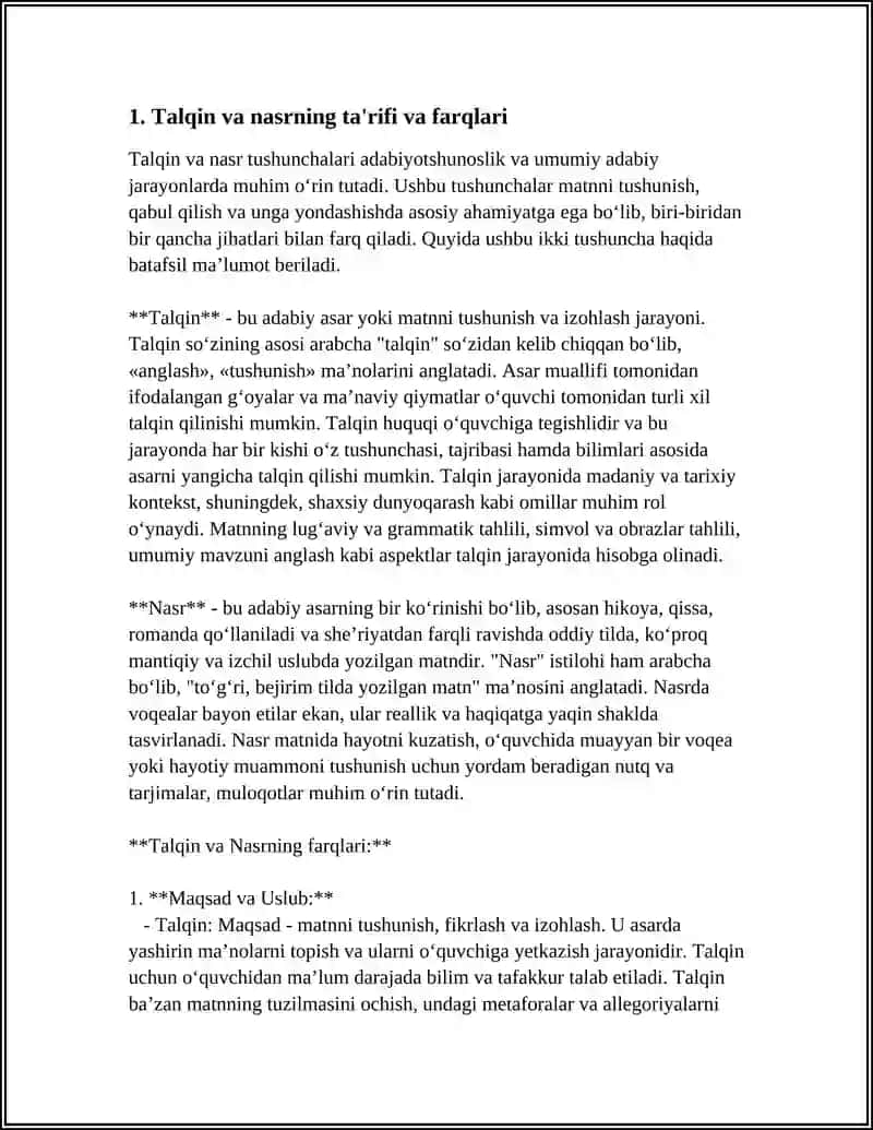 TALQIN VA NASR HAQIDA. ASHULA YOLLAR HAQIDA 3