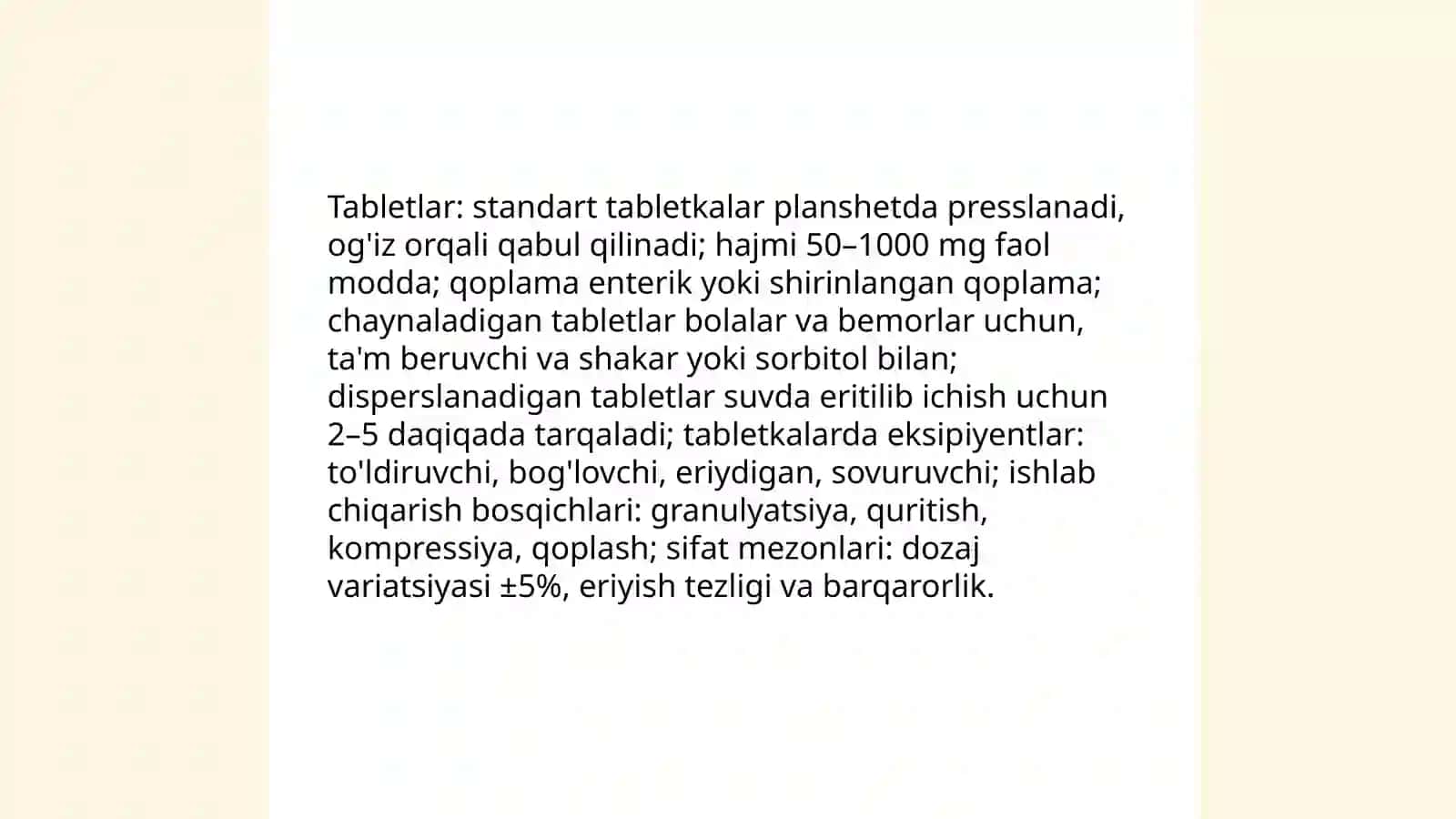 Sanoat miqyosida ishlab chiqariladigan dori vositalari turlari va shakllari 3