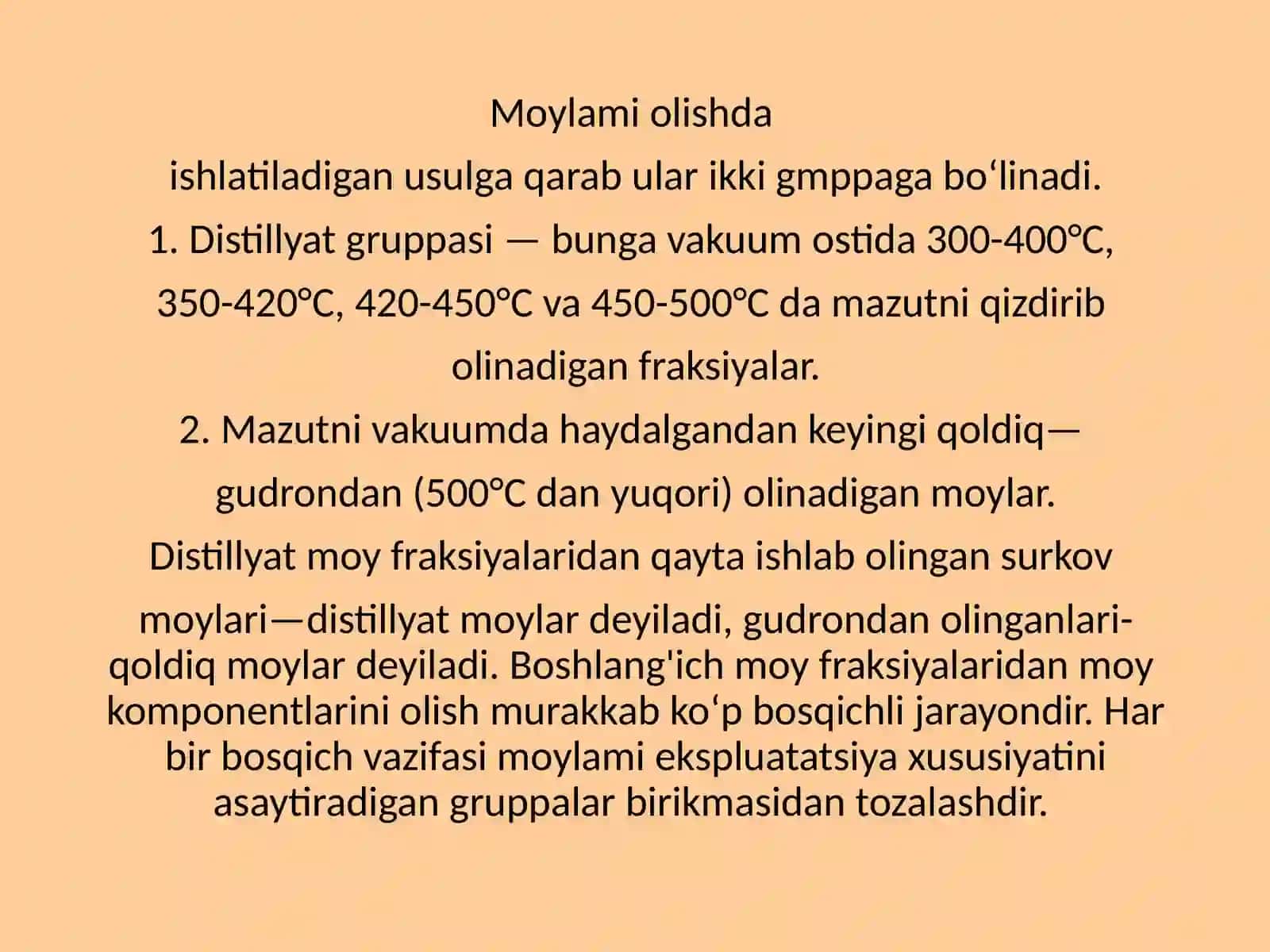 Moy fraksiyalaridan og'ir parafinlarni ajratish texnologiyasi 3