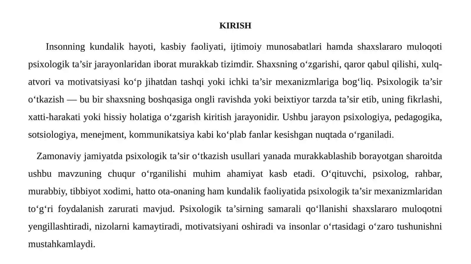 Amaliy Psixologiya Yo’nalishi: Psixologik Ta’sir O’tkazish Usuli 3