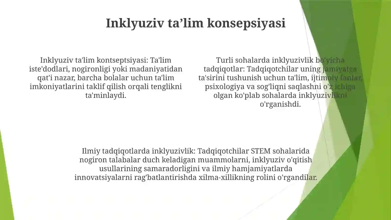 Turli Yo‘Nalishdagi Ilmiy Tadqiqotlarda Inklyuziv Ta’Lim MuammolariniO‘Rganish 3
