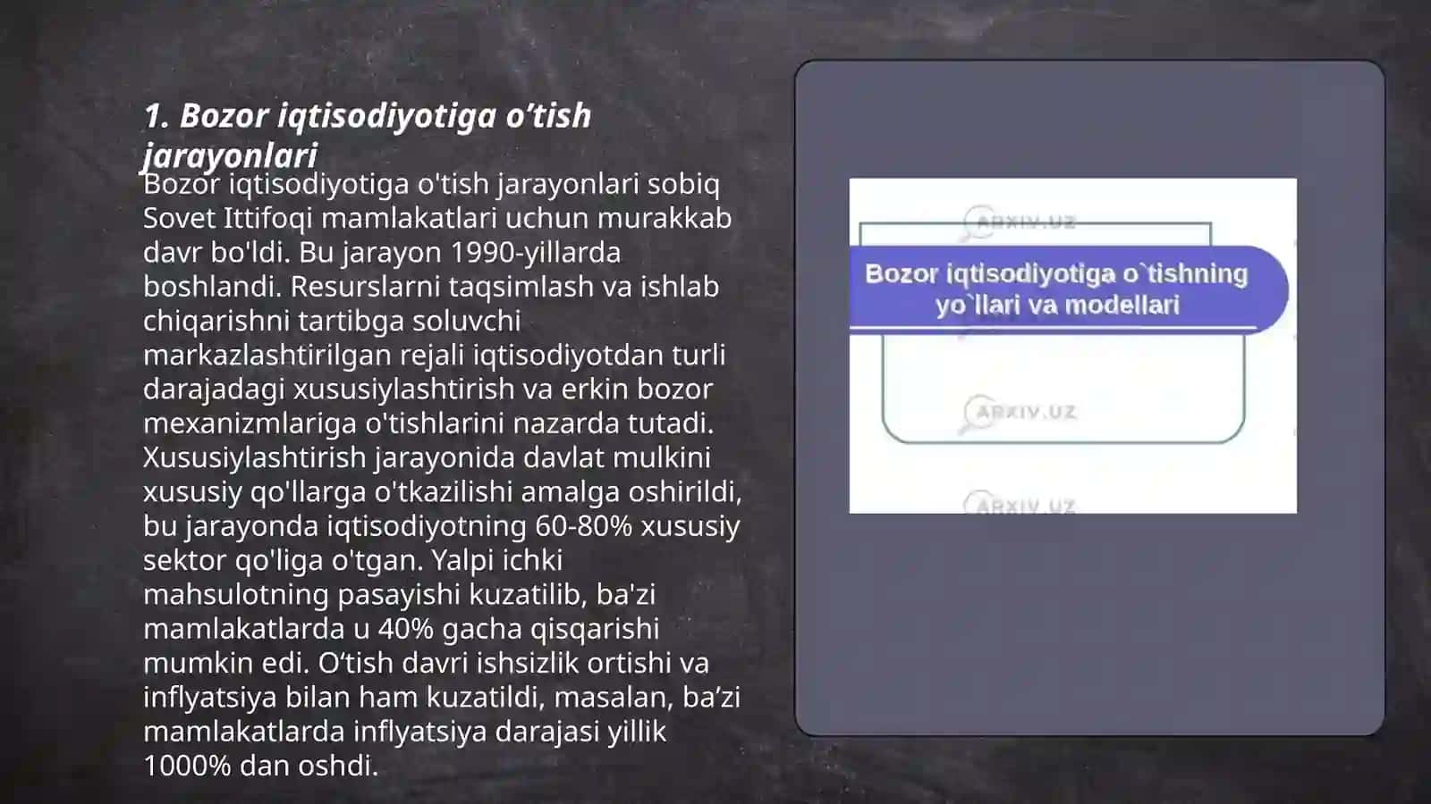 Bozor iqtisodiyotiga o’tishning milliy modellari 3