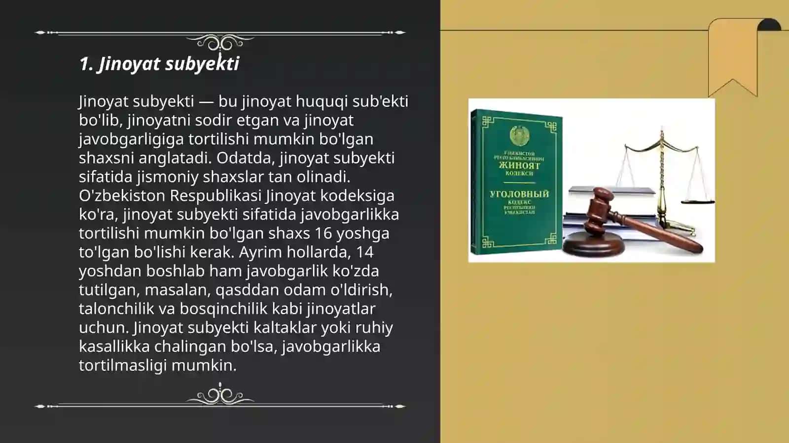Jinoyat tarkibining belgilari va tomonlari (elementlari) 3