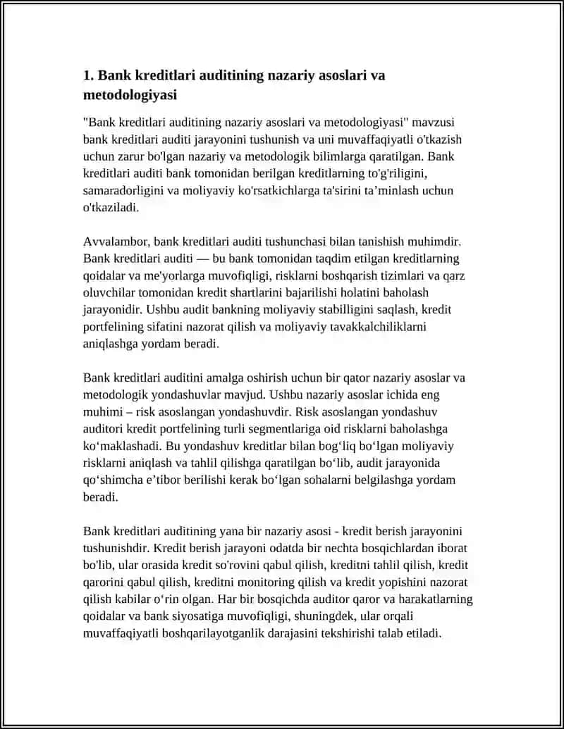 BANK KREDITLARI AUDITI 3