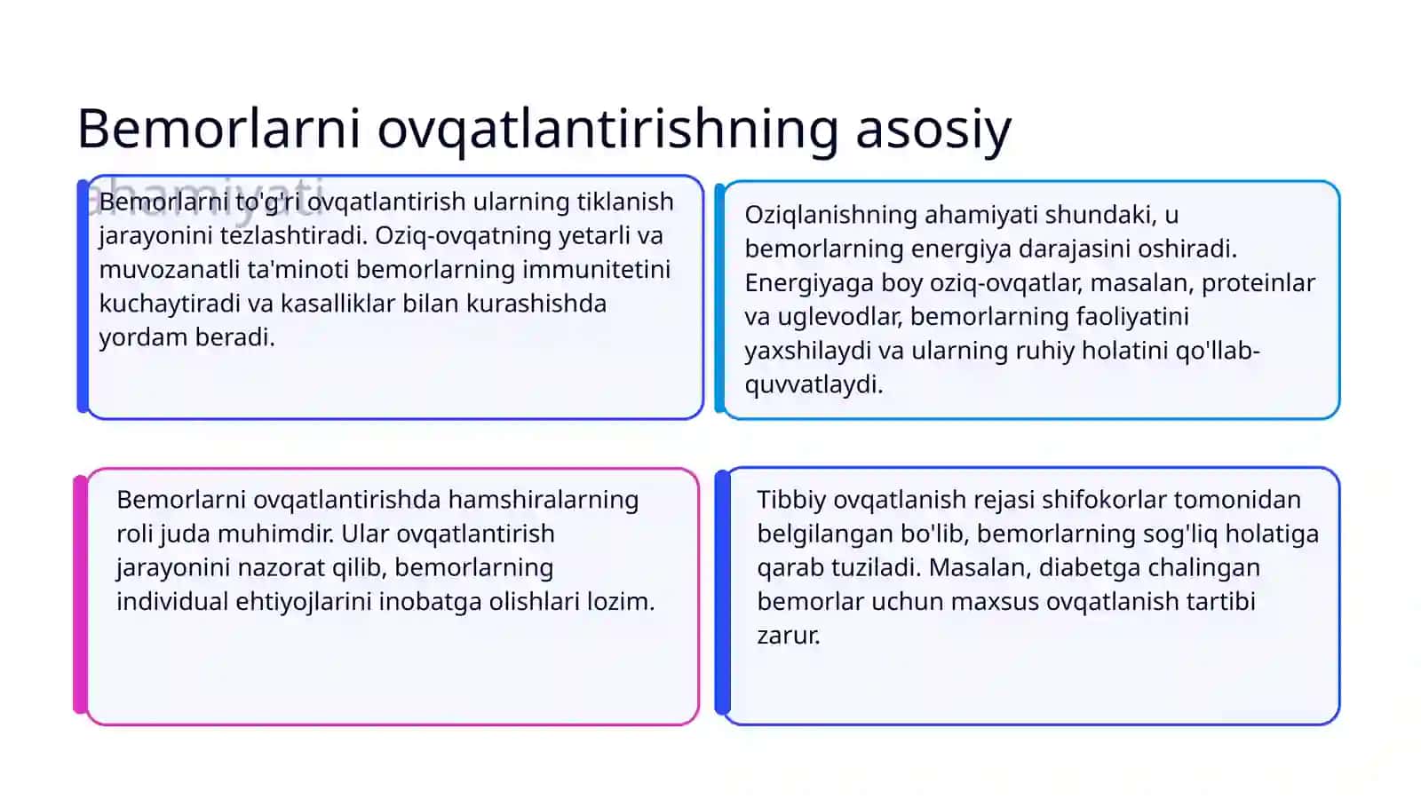 Bemorlarni ovqatlantirish va fiziologik chiqaruvlarni amalga oshirishda hamshiralik parvarishi 3