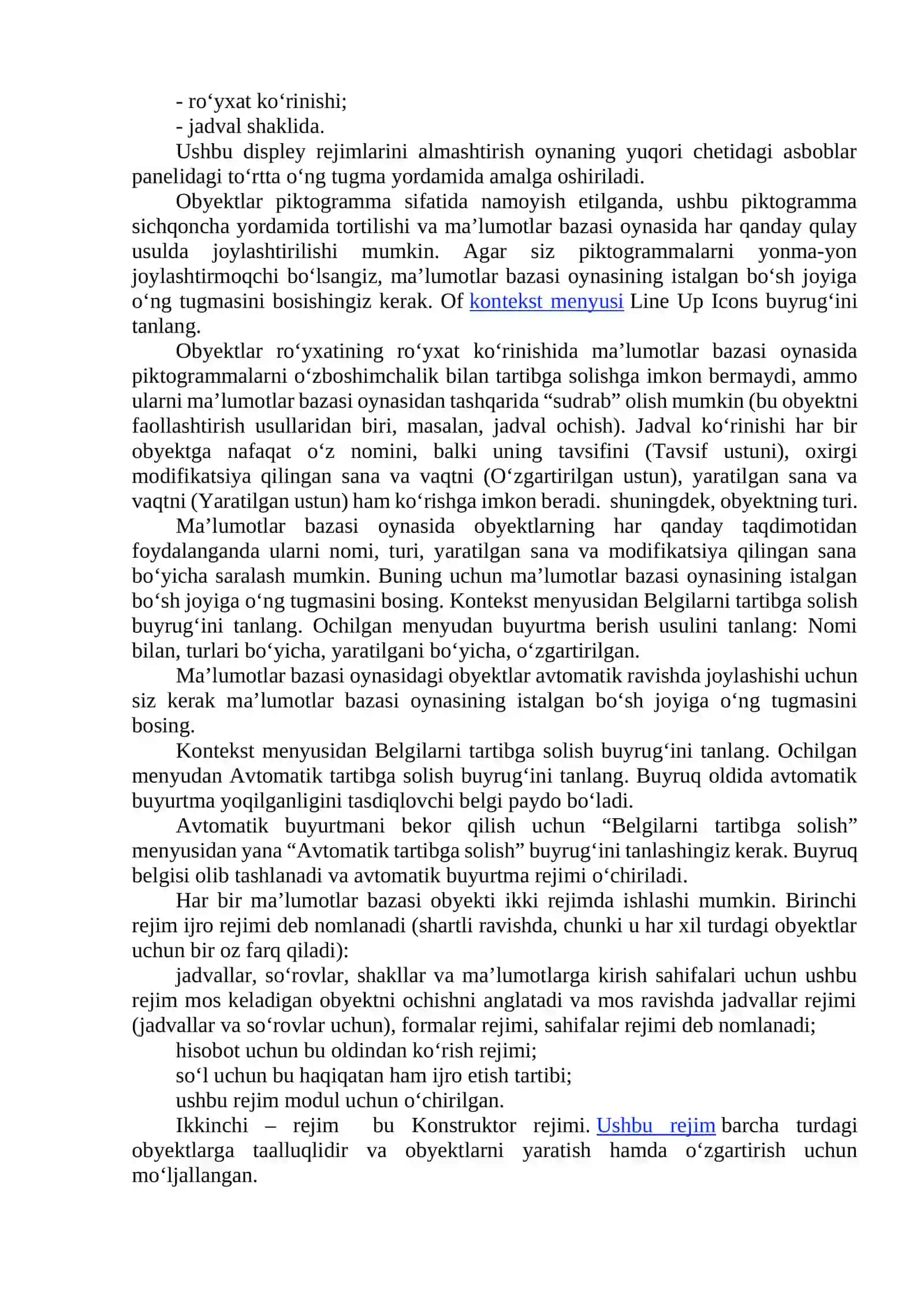 Microsoft Access dasturida shakllar, soʻrovlar bilan ishlash 3
